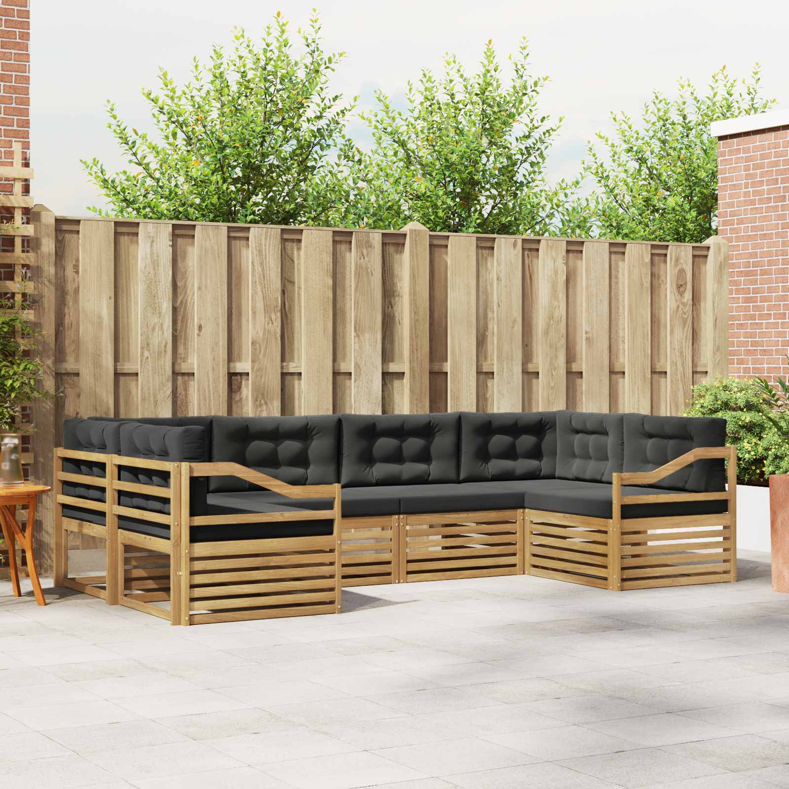Outdoor-Sofagarnitur 6 pcs Weiß und Anthrazit Polyester