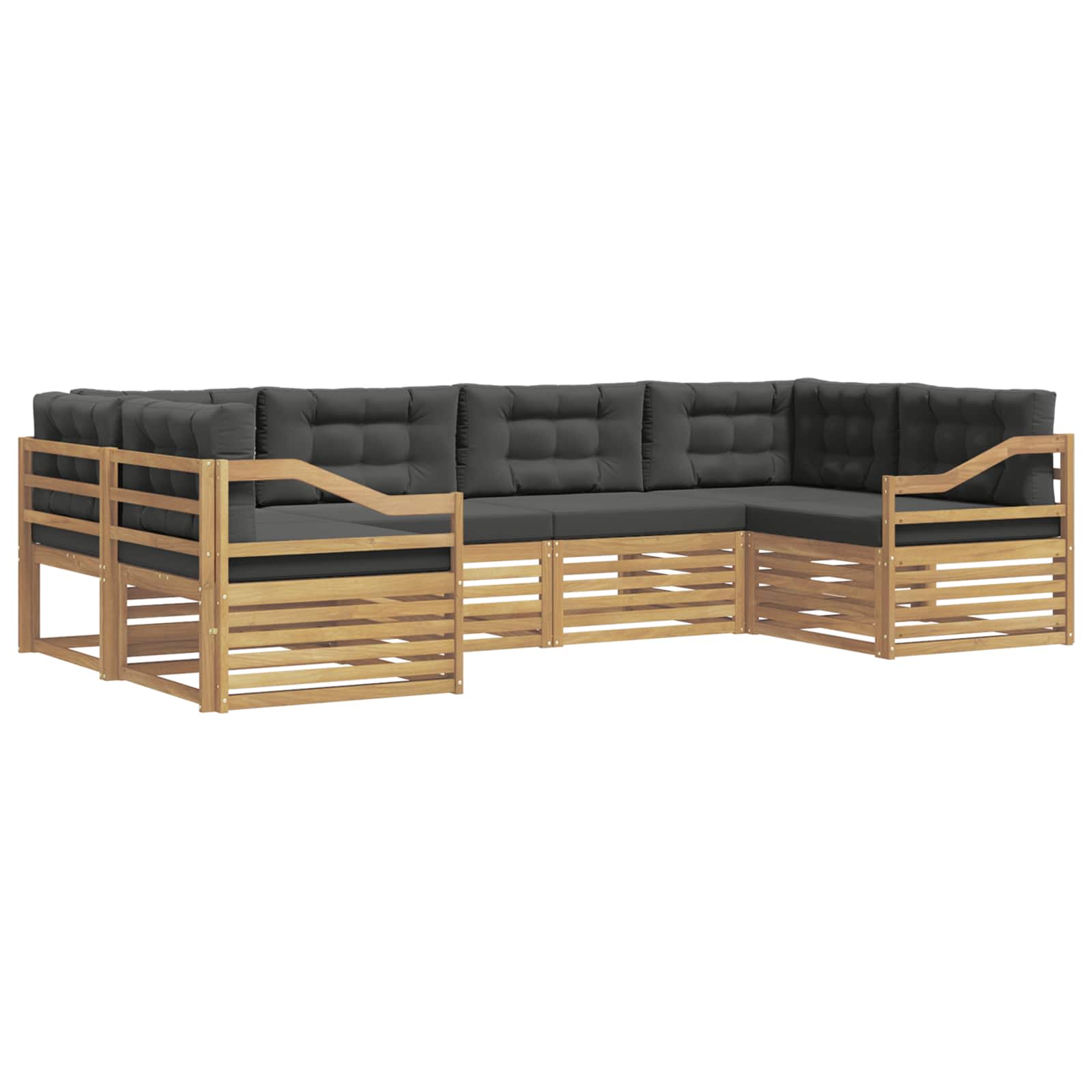 Outdoor-Sofagarnitur 6 pcs Weiß und Anthrazit Polyester