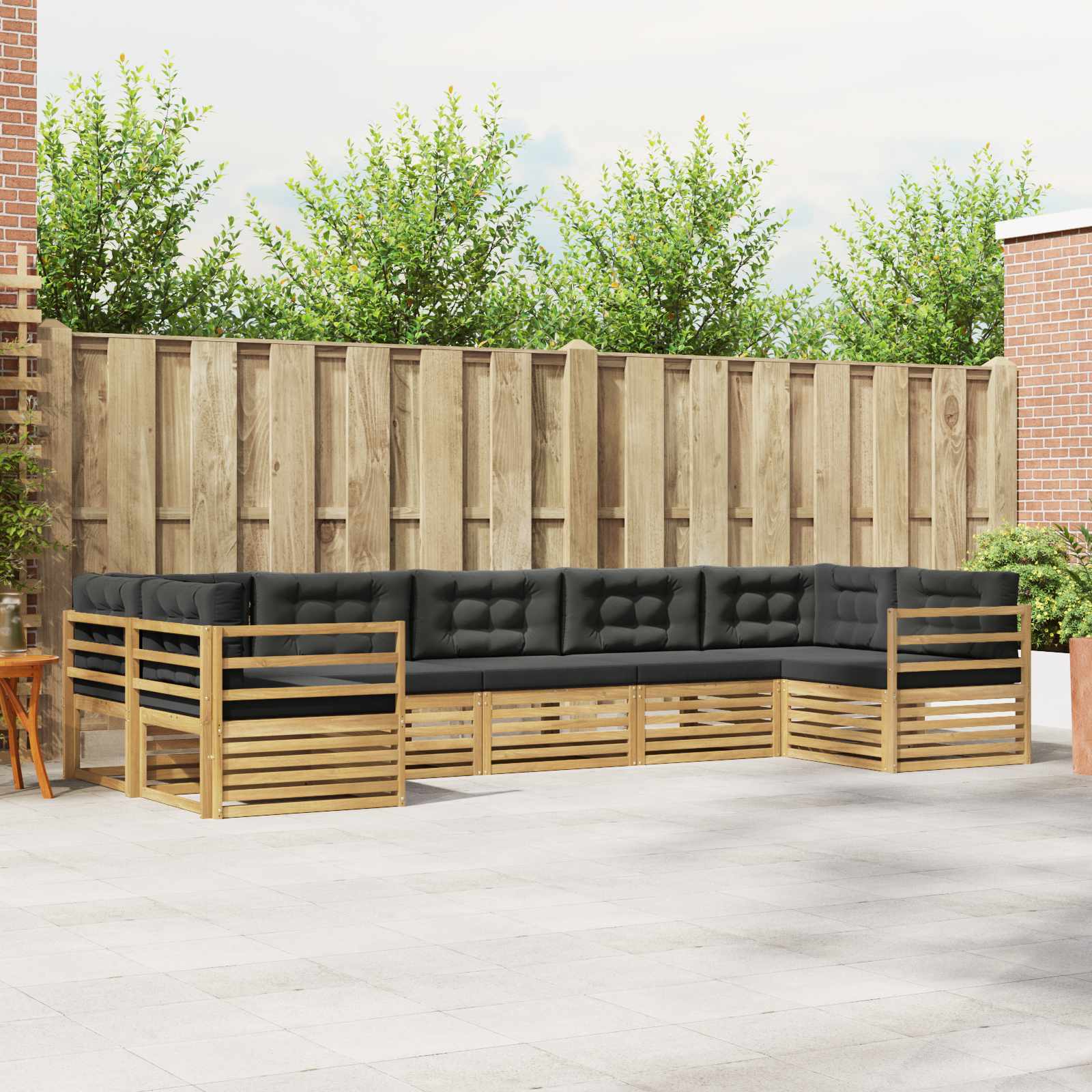 Outdoor-Sofagarnitur 7 pcs Weiß und Anthrazit Polyester