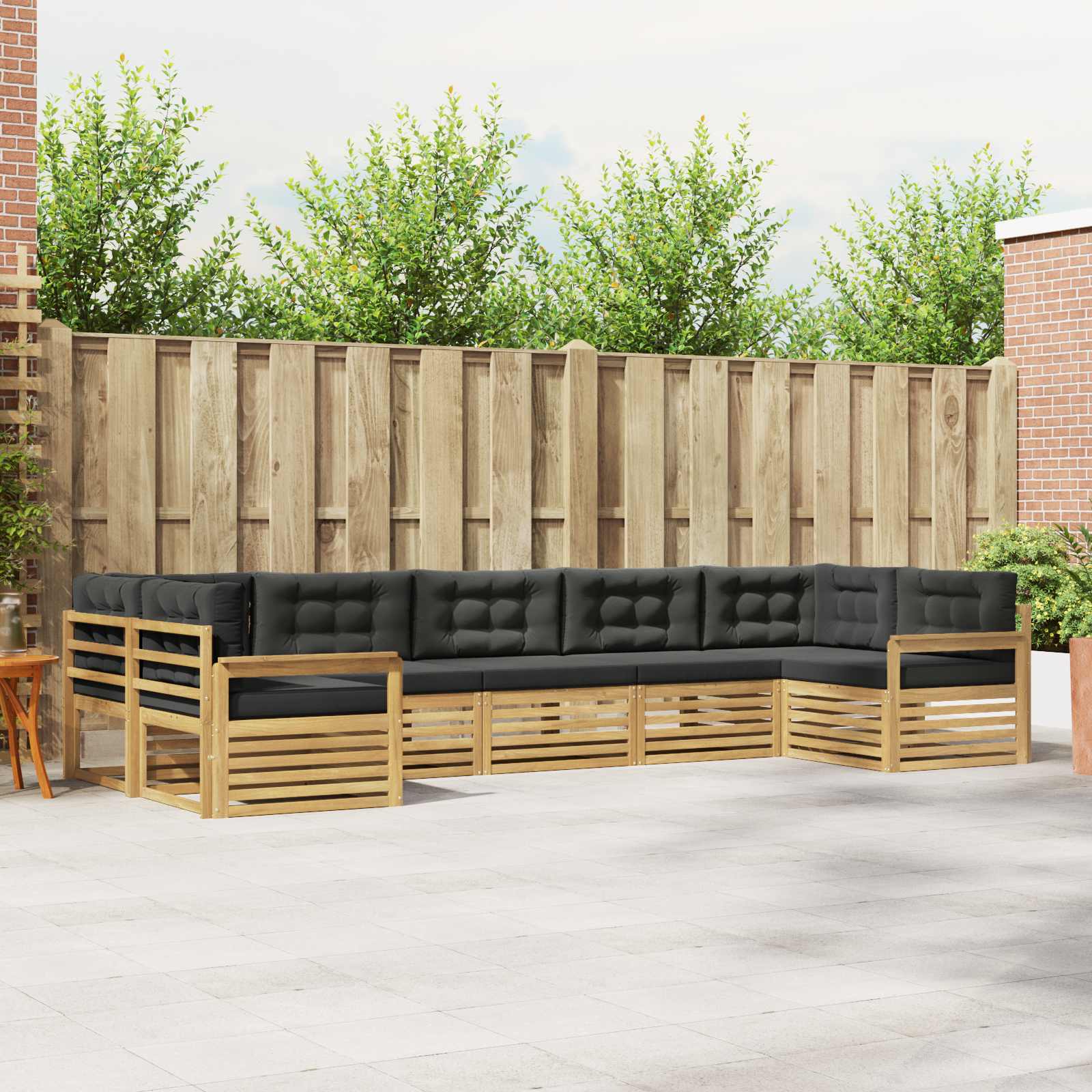 Outdoor-Sofagarnitur mit Kissen 7 pcs Weiß und Anthrazit