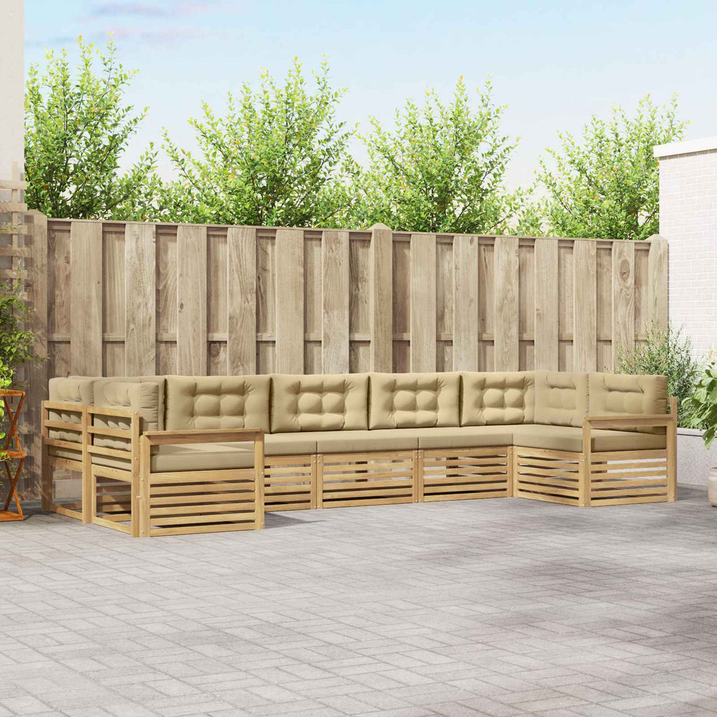 Outdoor-Sofagarnitur mit Kissen 7 pcs Weiß und Beige