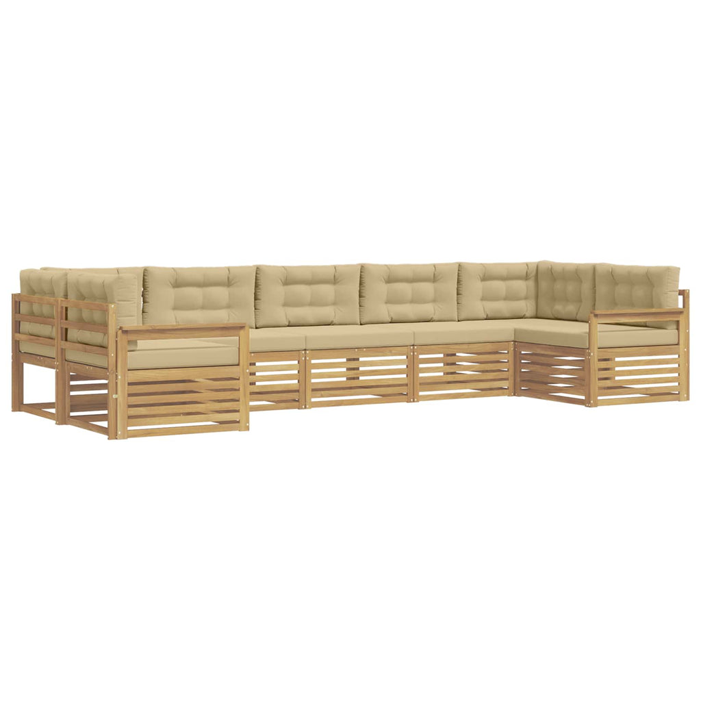 Outdoor-Sofagarnitur mit Kissen 7 pcs Weiß und Beige
