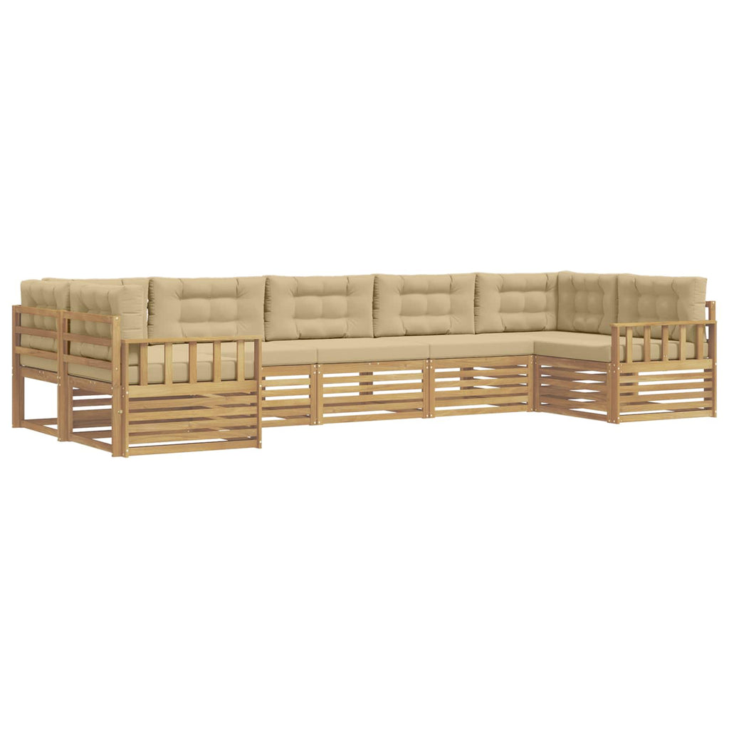 Outdoor-Sofagarnitur mit Kissen 7 pcs Weiß und Beige