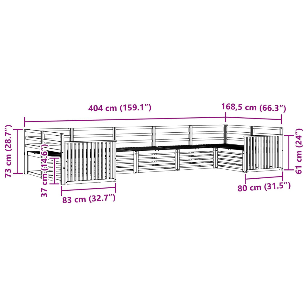 Outdoor-Sofagarnitur 7 pcs Weiß Massivholz Akazie