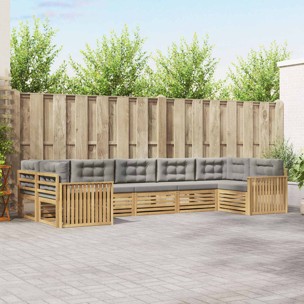 Outdoor-Sofagarnitur 7 pcs Weiß und Hellgrau Massivholz Akazie