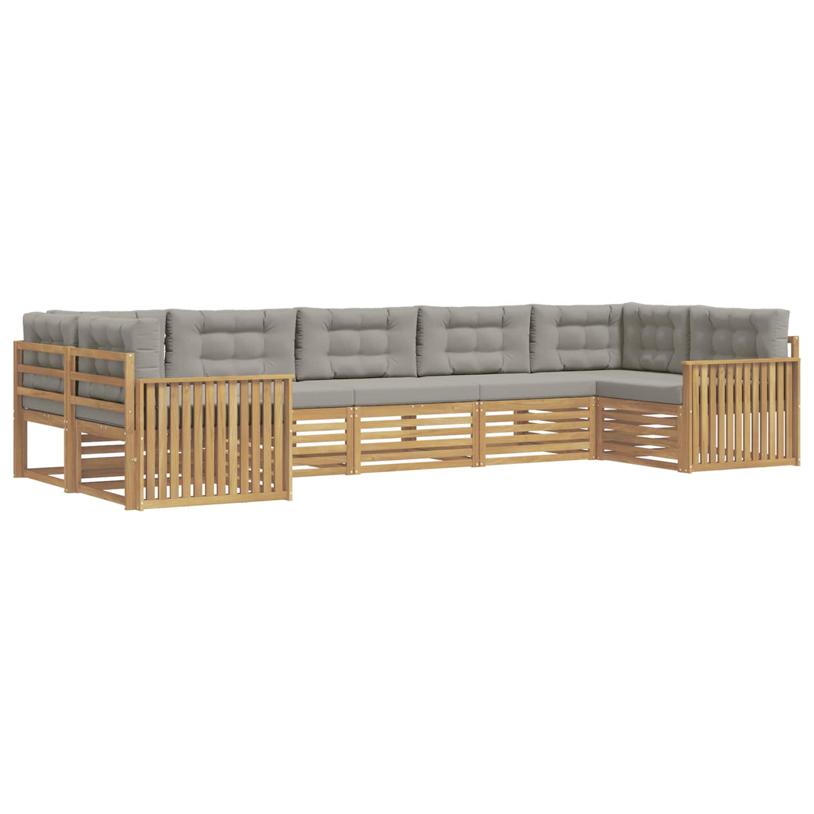 Outdoor-Sofagarnitur 7 pcs Weiß und Hellgrau Massivholz Akazie