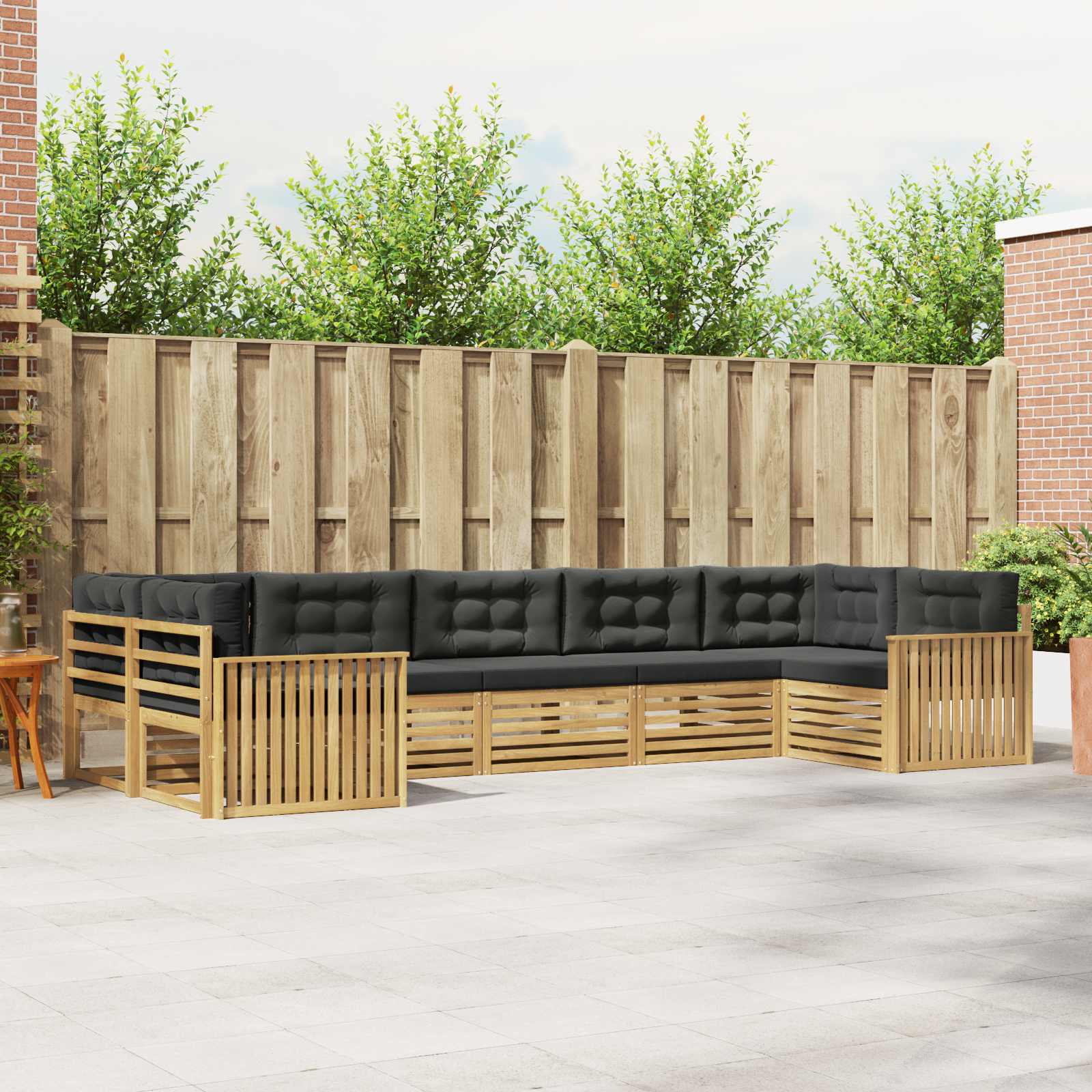 Outdoor-Sofagarnitur 7 pcs Weiß und Anthrazit Massivholz Akazie