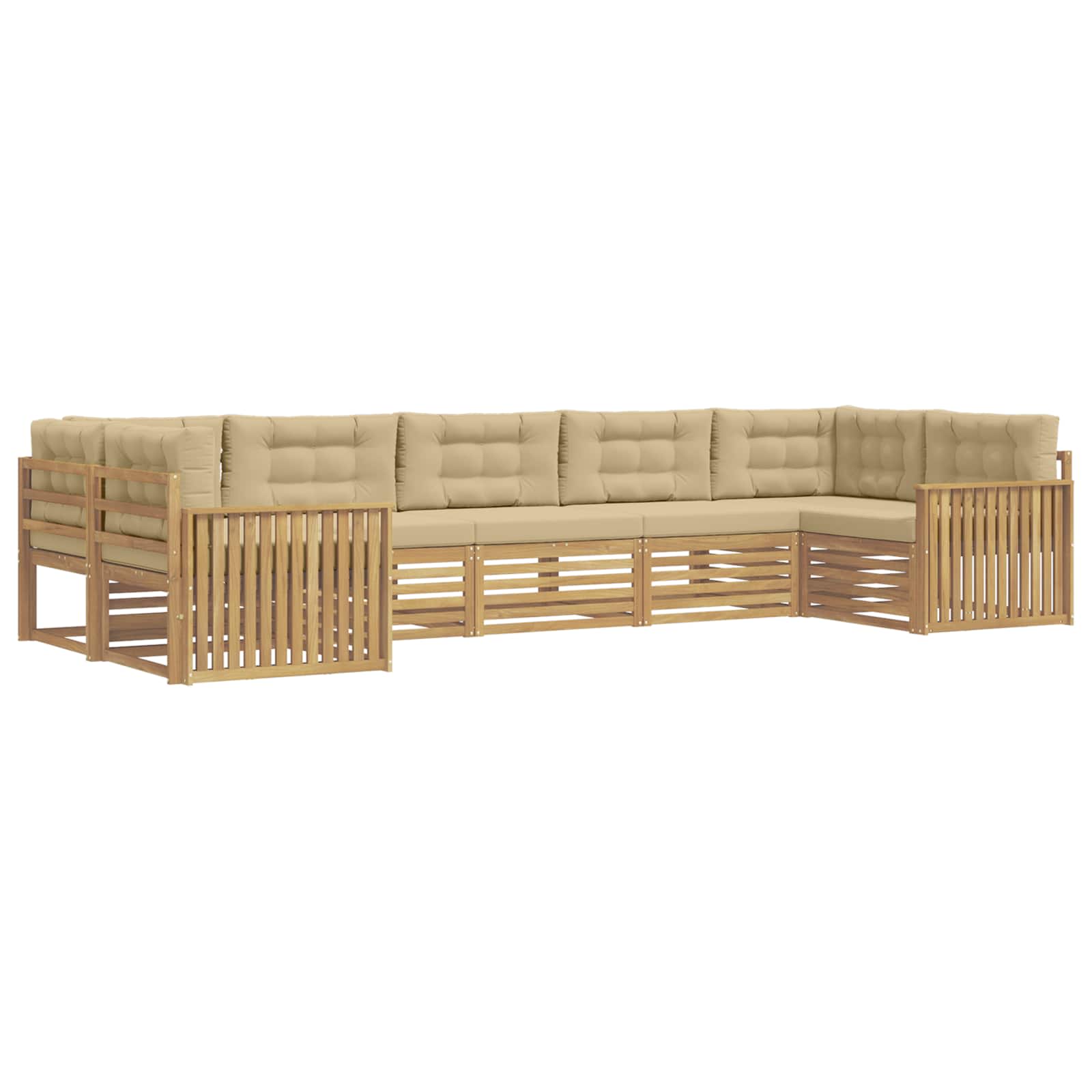 Outdoor-Sofagarnitur 7 pcs Weiß und Beige Massivholz Akazie