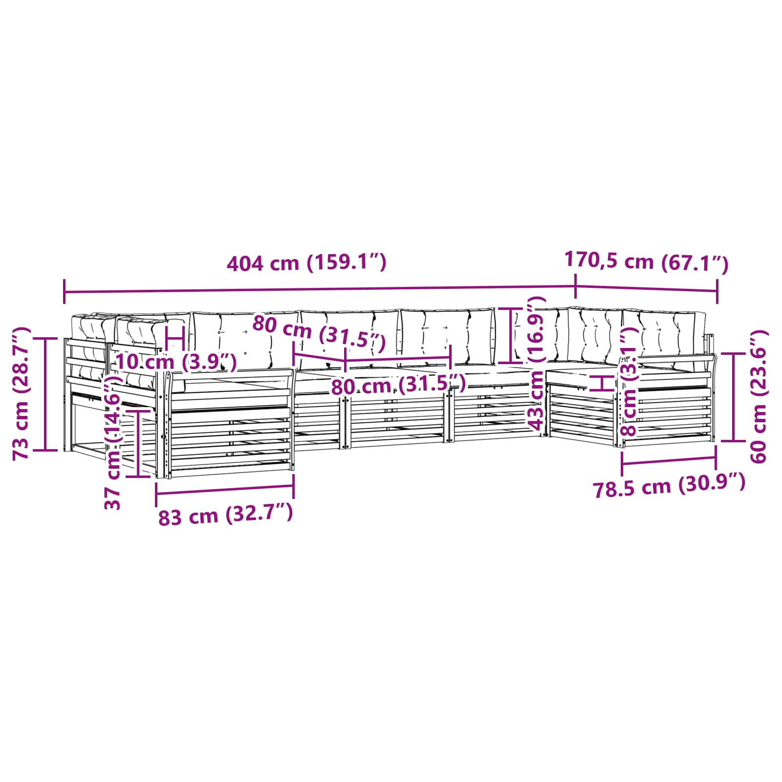 Outdoor-Sofagarnitur 7 pcs Weiß und Creme Massivholz Akazie
