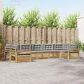 Outdoor-Sofagarnitur 7 pcs Weiß und Hellgrau Massivholz Akazie