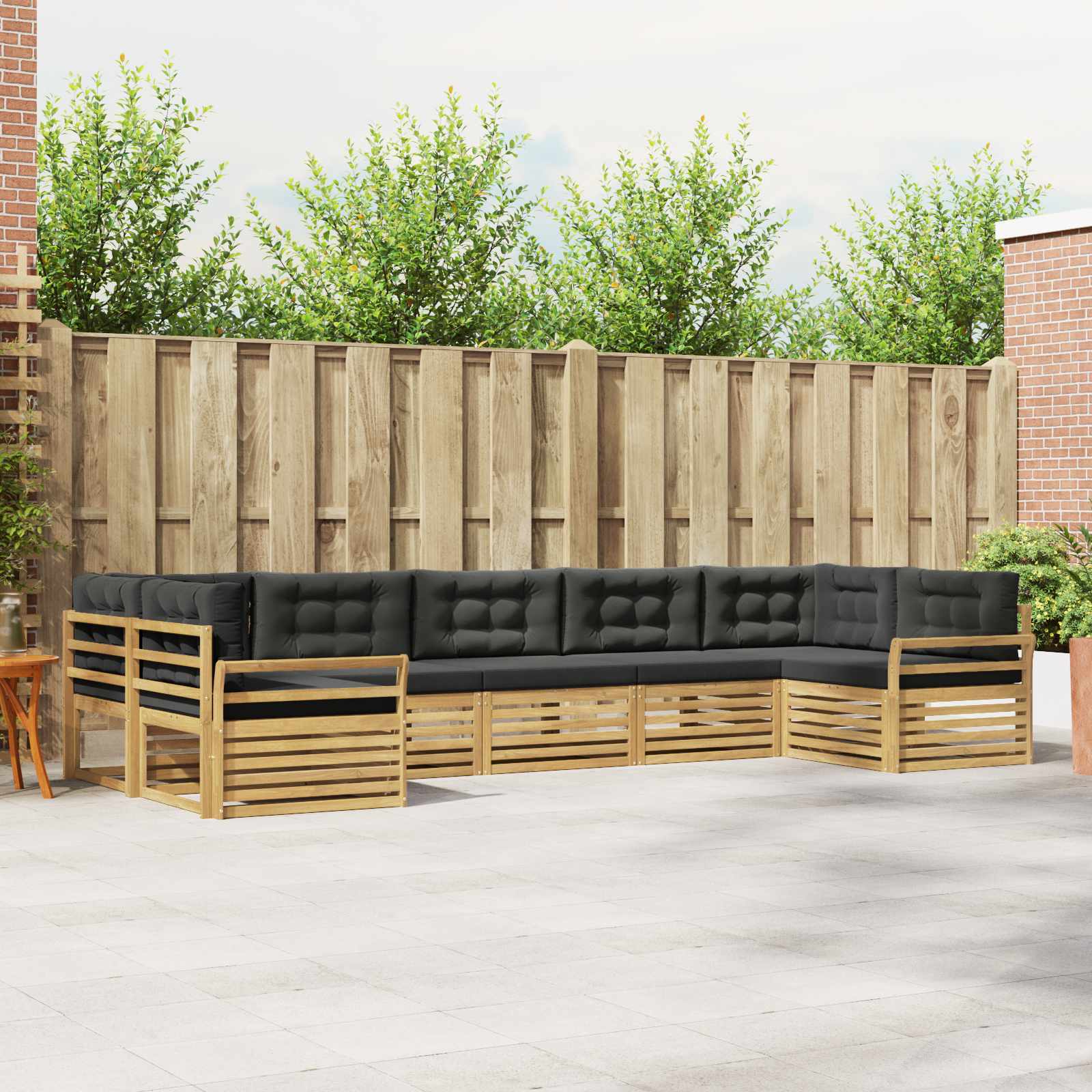 Outdoor-Sofagarnitur 7 pcs Weiß und Anthrazit Massivholz Akazie