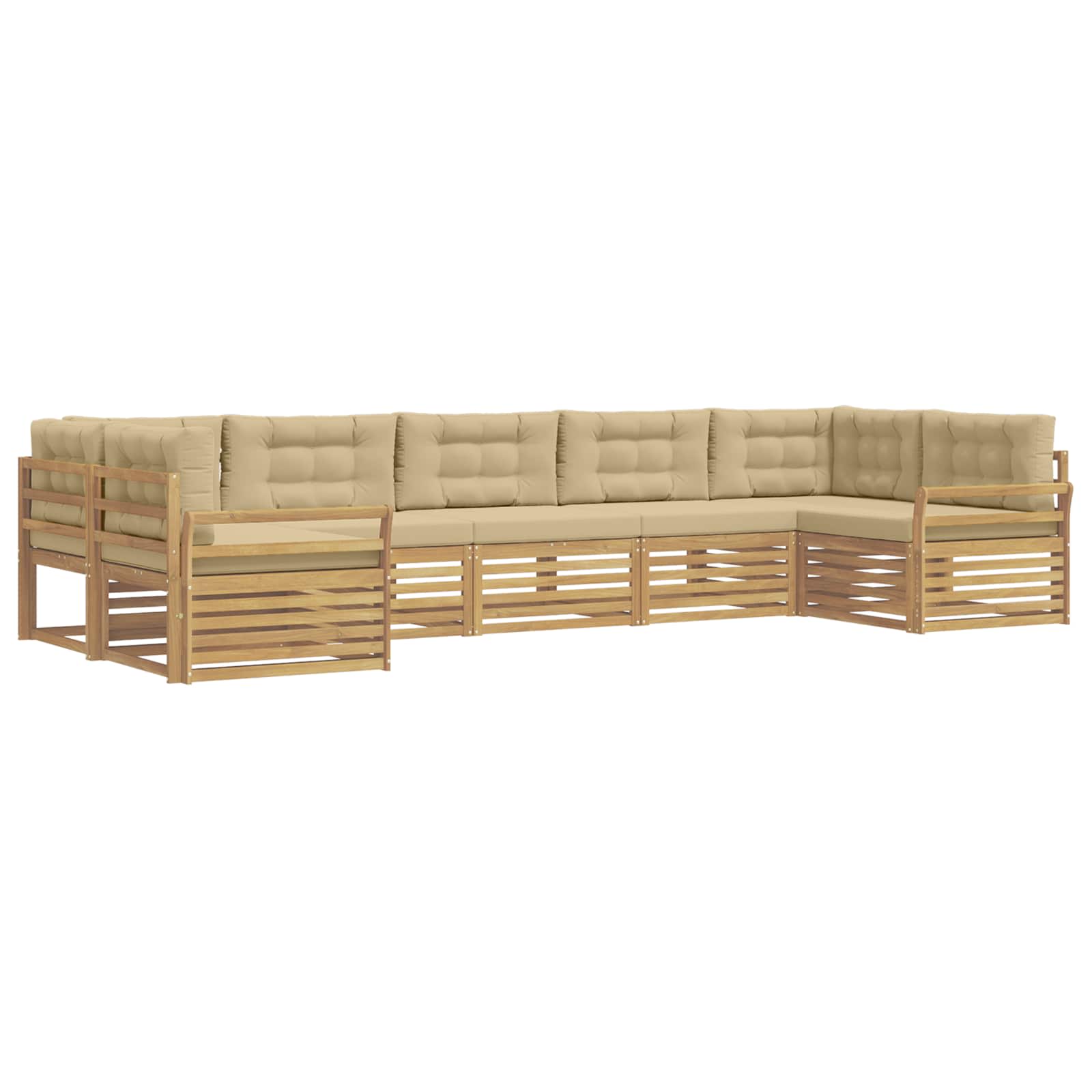 Outdoor-Sofagarnitur 7 pcs Weiß und Beige Massivholz Akazie