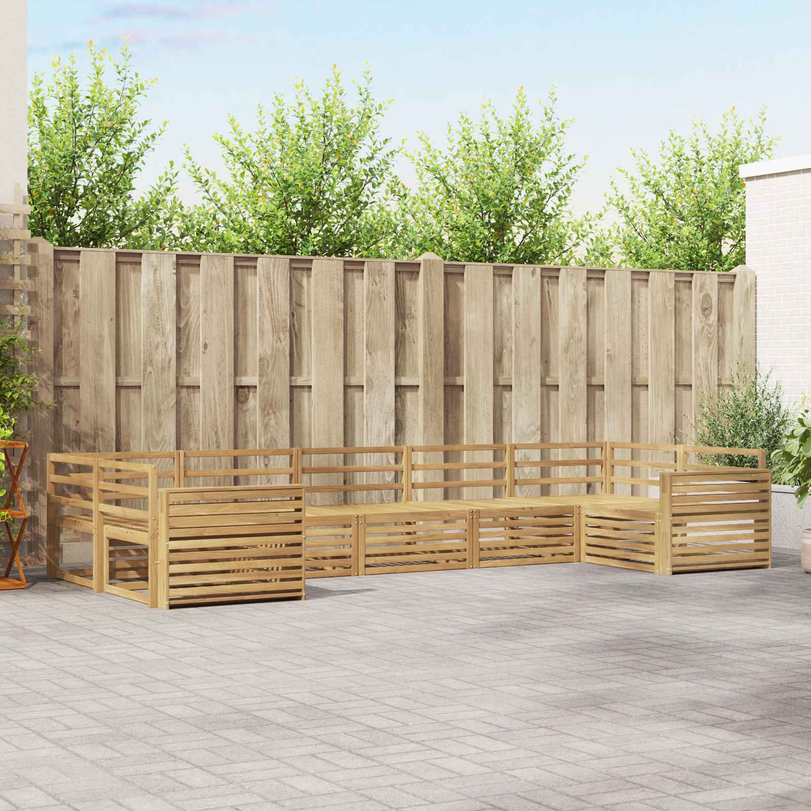 Outdoor-Sofagarnitur 7 pcs Weiß Massivholz Akazie