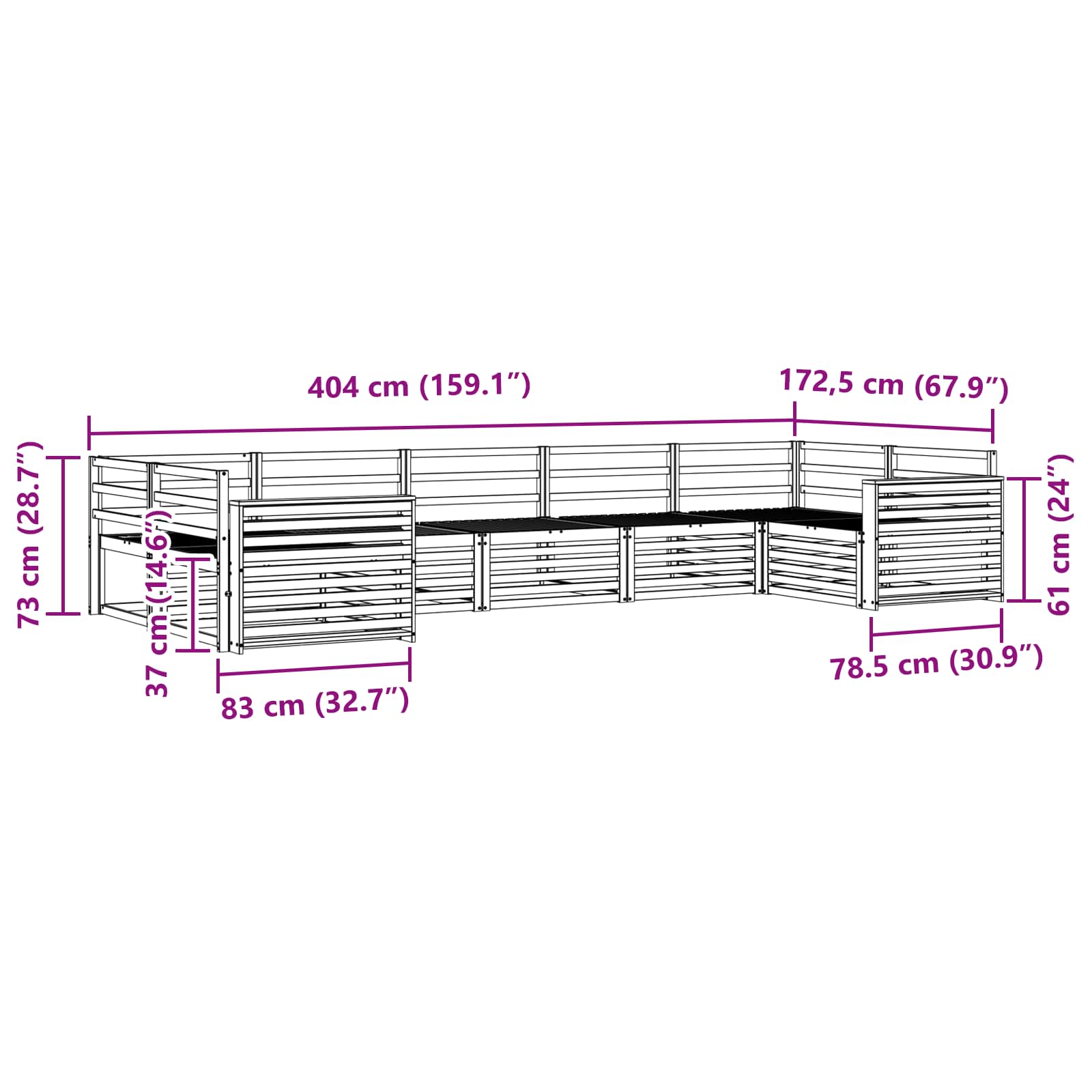 Outdoor-Sofagarnitur 7 pcs Weiß Massivholz Akazie
