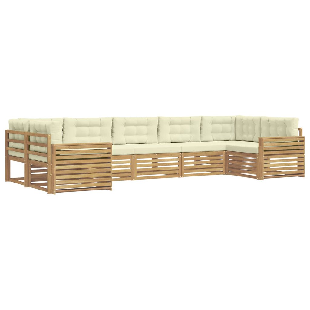 Outdoor-Sofagarnitur 7 pcs Weiß und Creme Massivholz Akazie