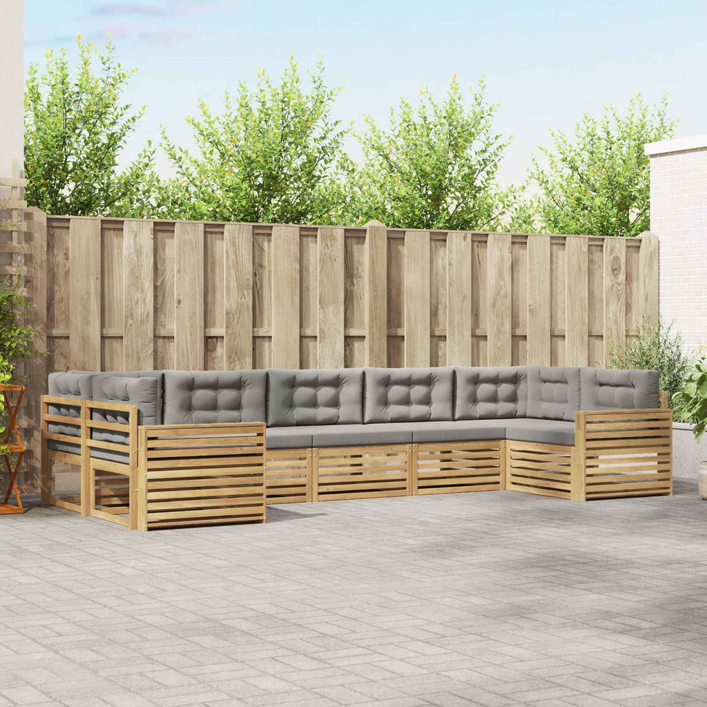 Outdoor-Sofagarnitur 7 pcs Weiß und Hellgrau Massivholz Akazie