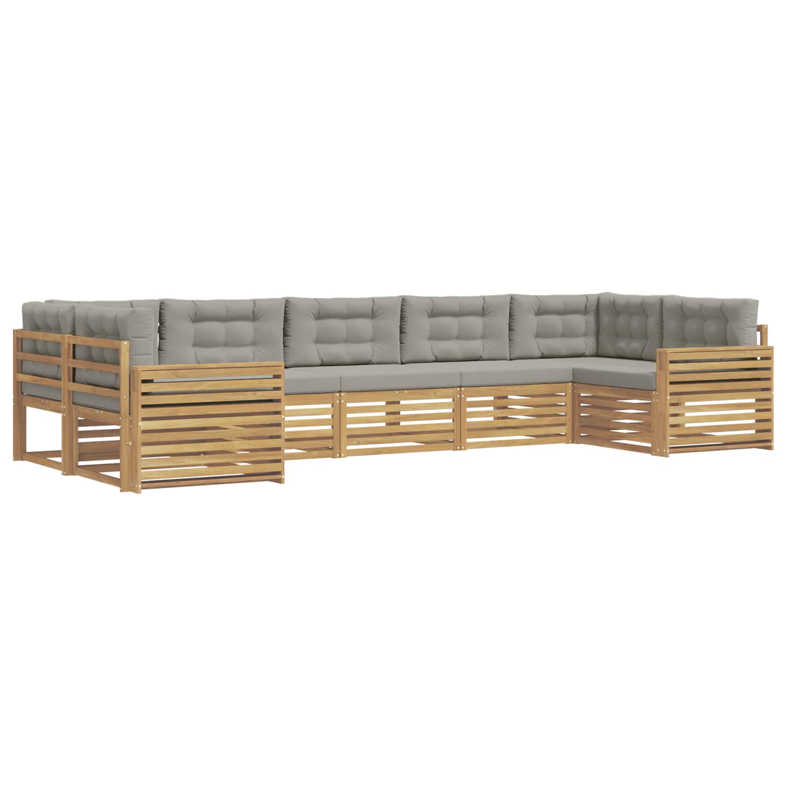 Outdoor-Sofagarnitur 7 pcs Weiß und Hellgrau Massivholz Akazie