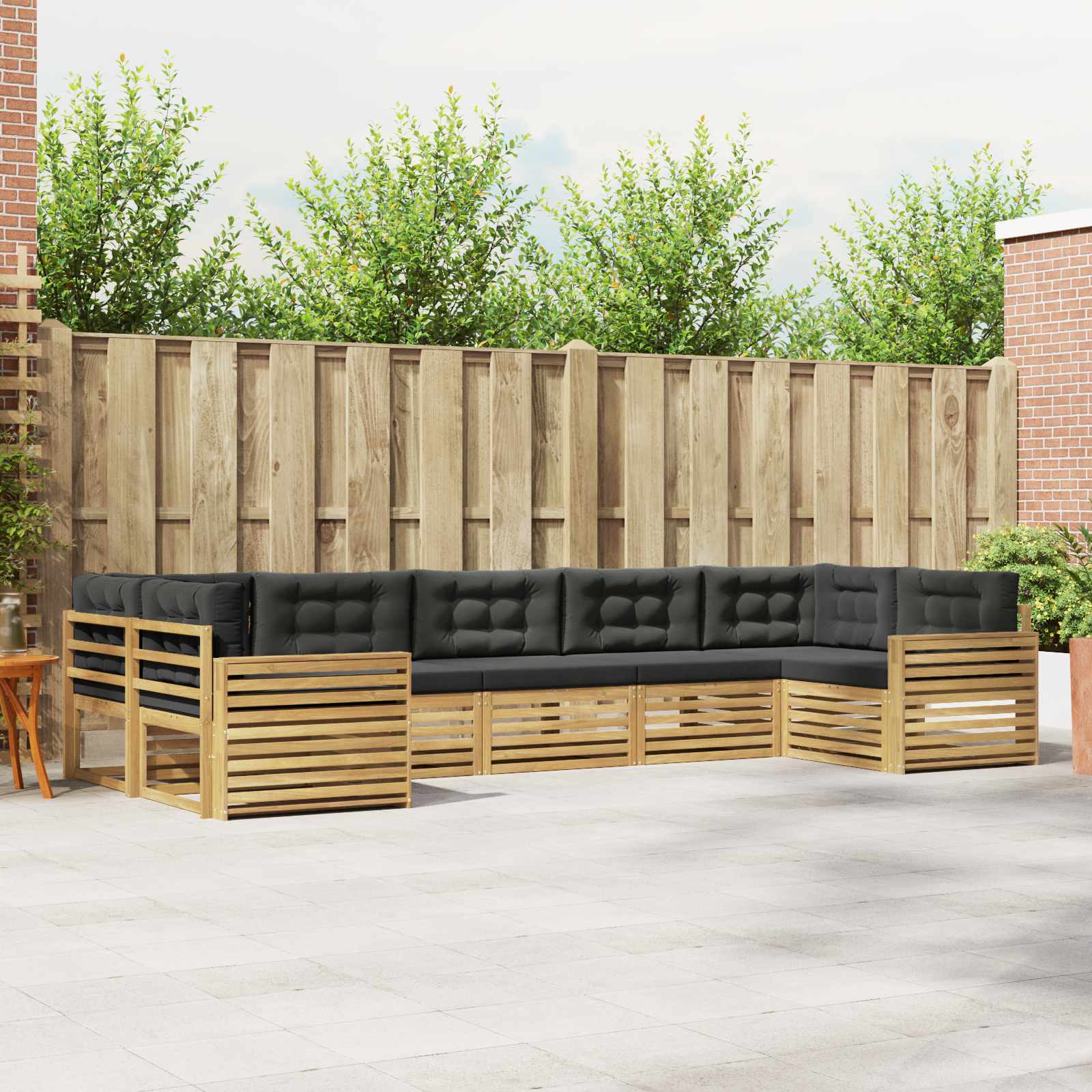 Outdoor-Sofagarnitur 7 pcs Weiß und Anthrazit Massivholz Akazie