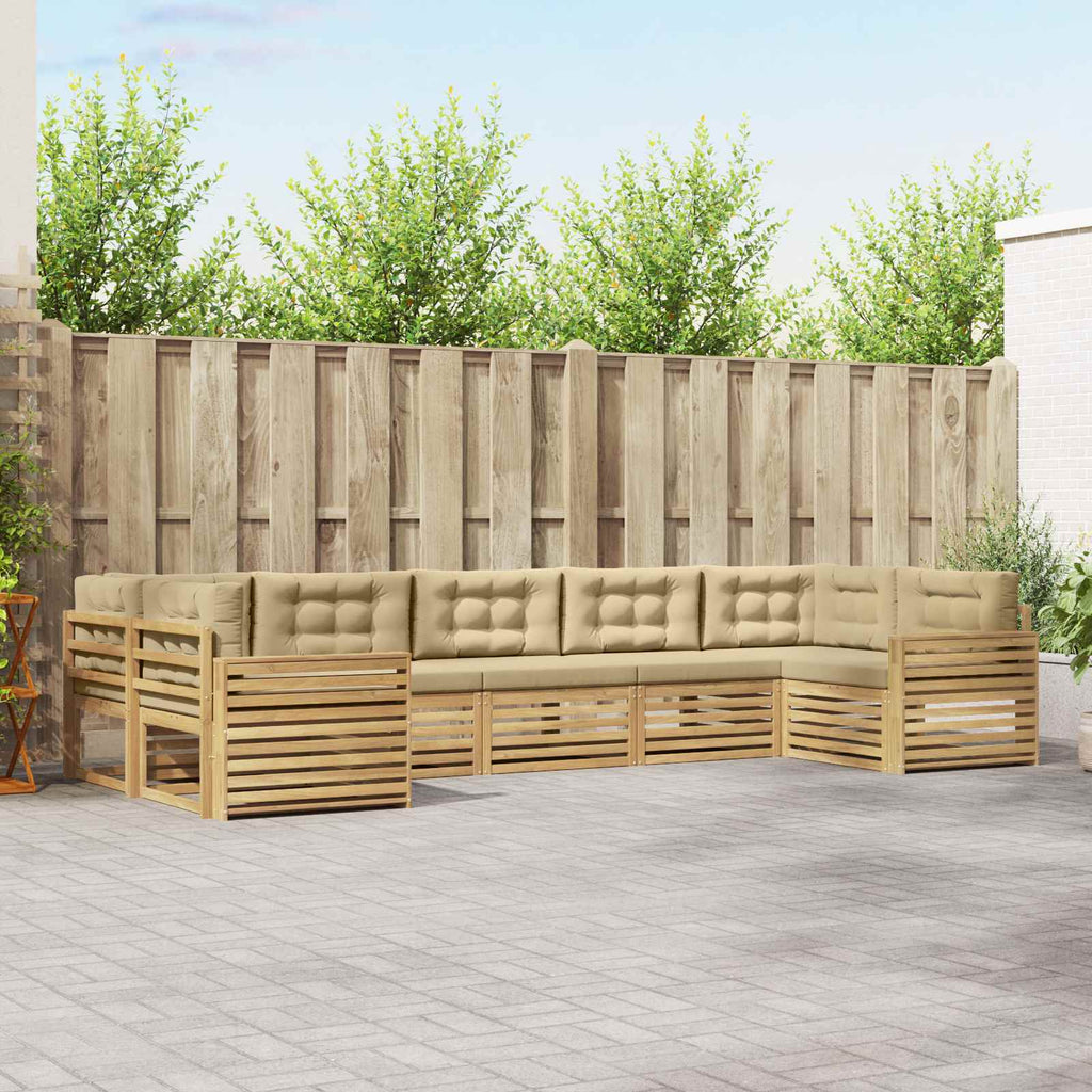 Outdoor-Sofagarnitur 7 pcs Weiß und Beige Massivholz Akazie