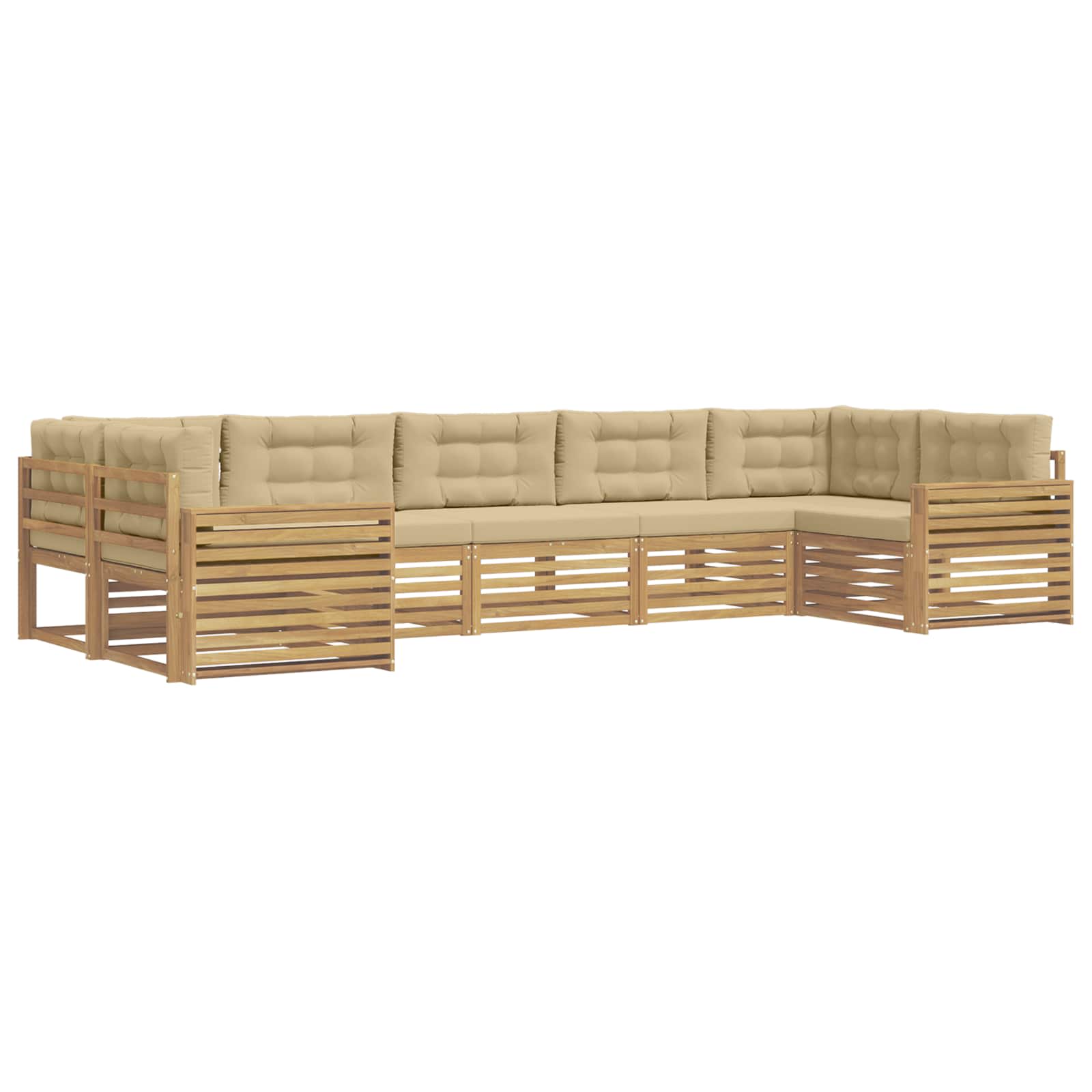 Outdoor-Sofagarnitur 7 pcs Weiß und Beige Massivholz Akazie