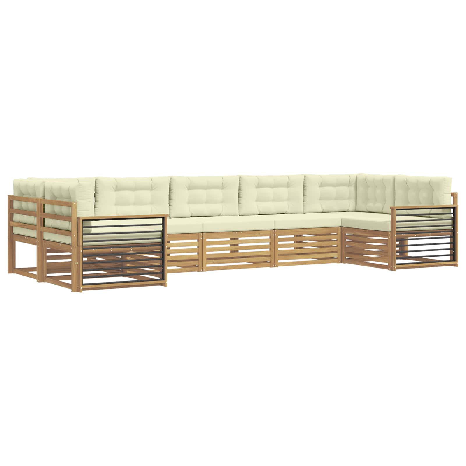 Outdoor-Sofagarnitur mit Kissen 7 pcs Weiß und Creme