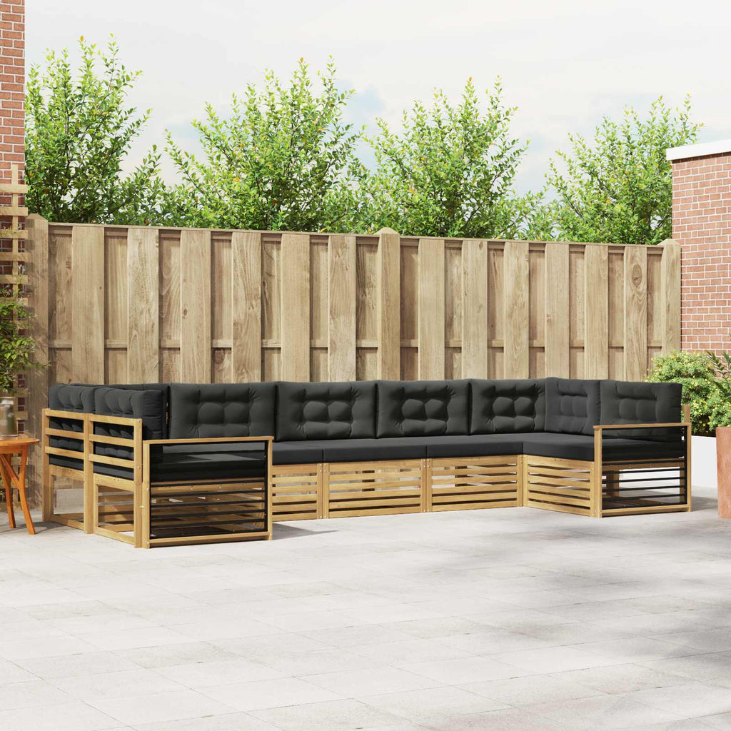 Outdoor-Sofagarnitur mit Kissen 7 pcs Weiß und Anthrazit