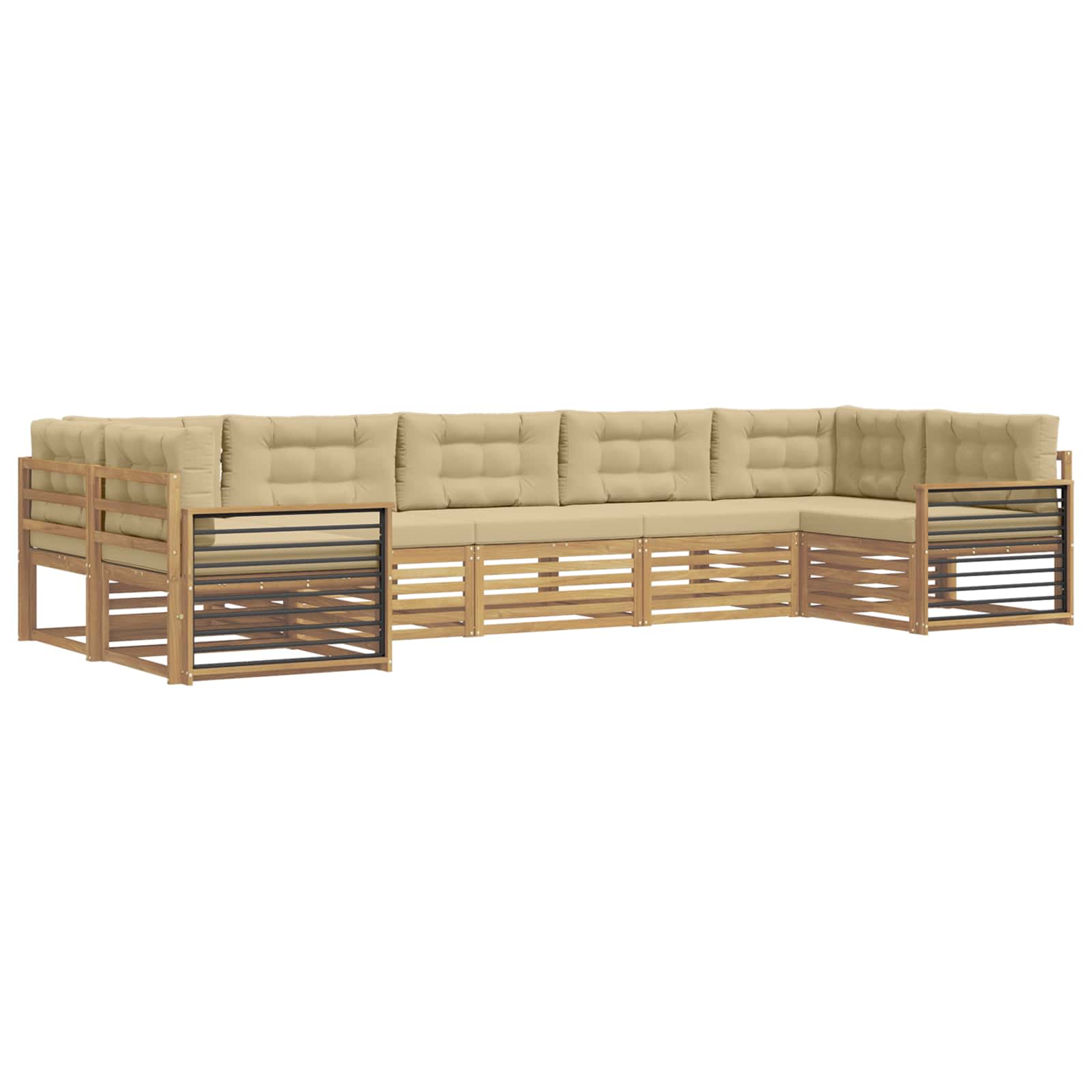 Outdoor-Sofagarnitur mit Kissen 7 pcs Weiß und Beige