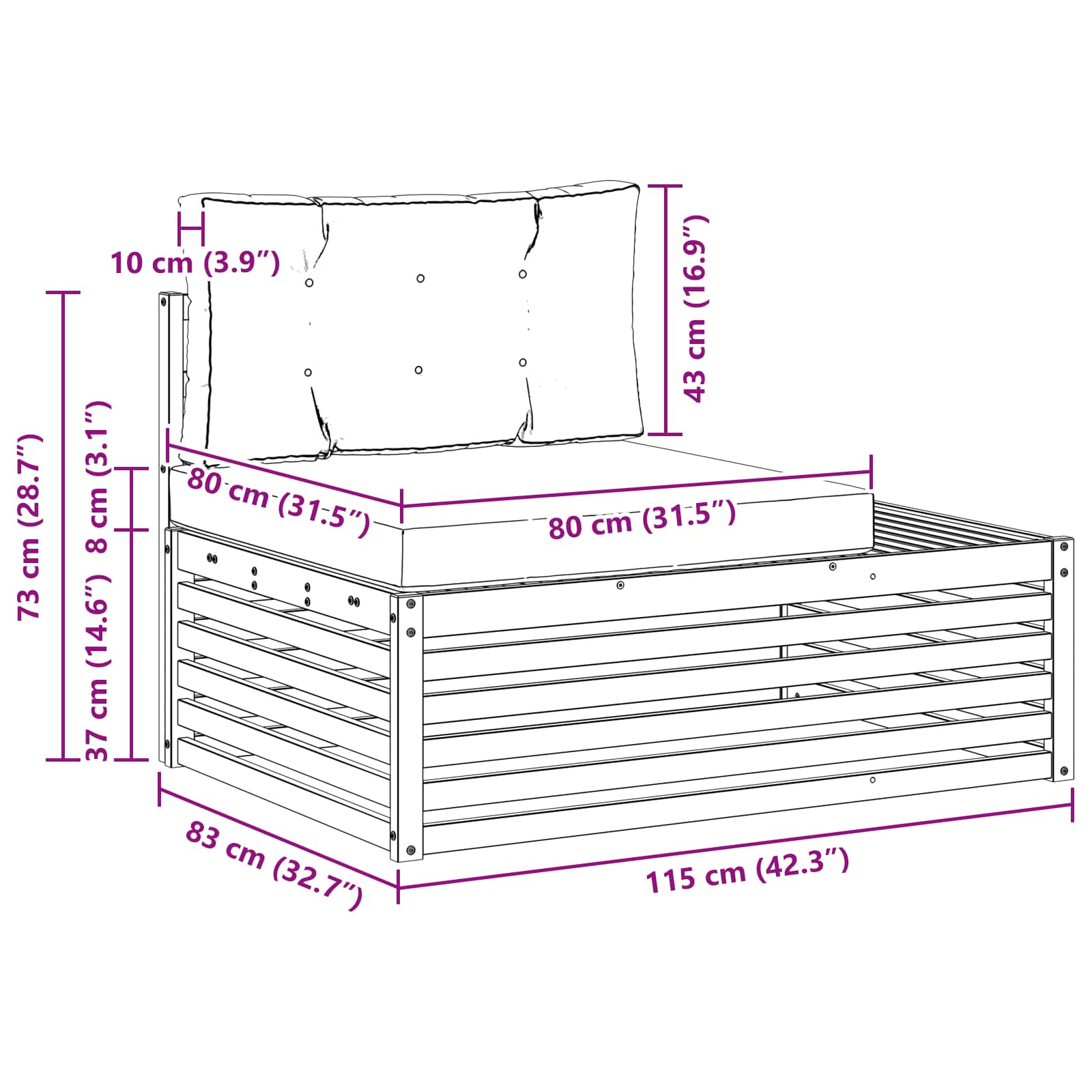 Outdoor-Sofagarnitur Weiß 230,5 x 83 x 73 cm Polyester