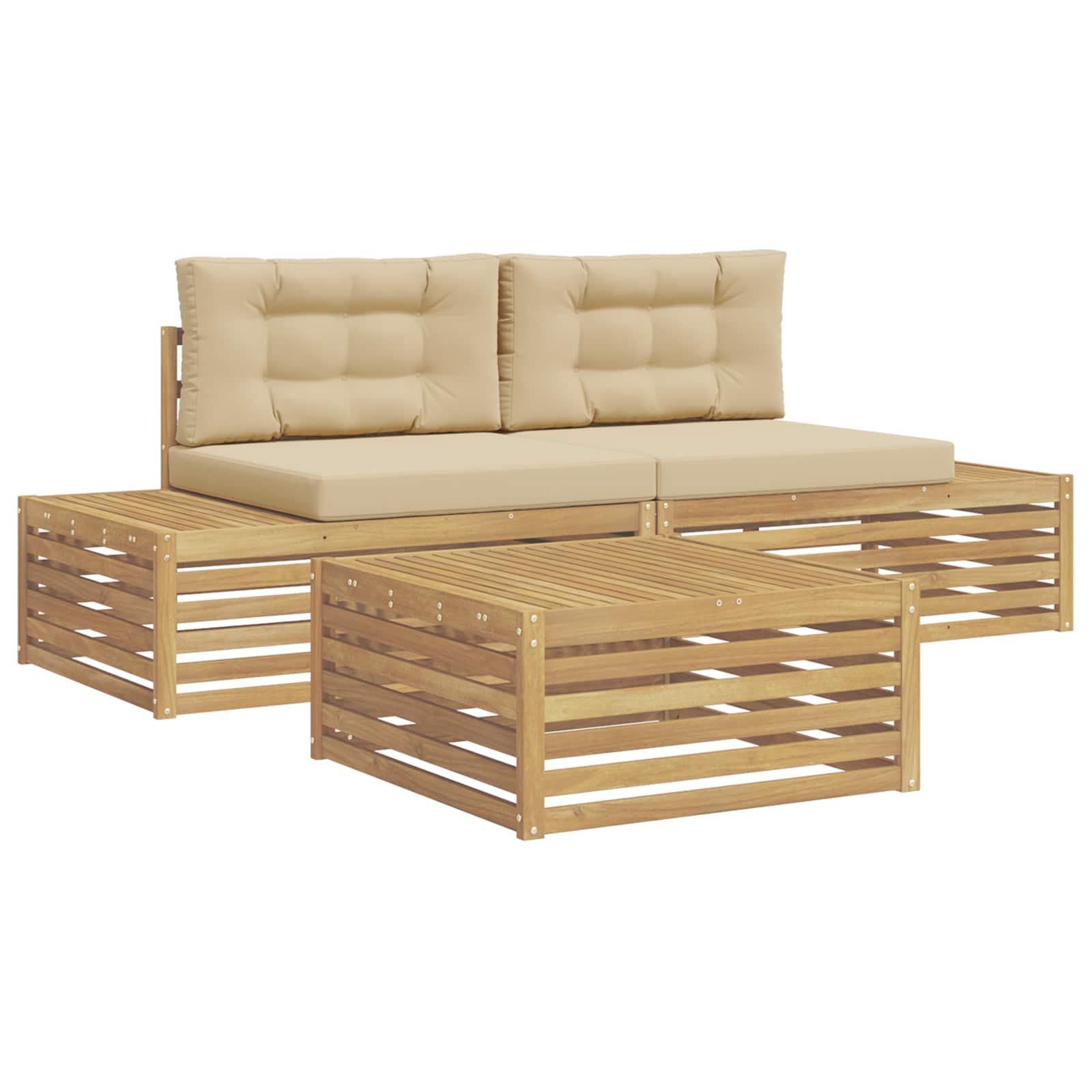 3 Stück Outdoor-Sofagarnitur Polyester Weiß
