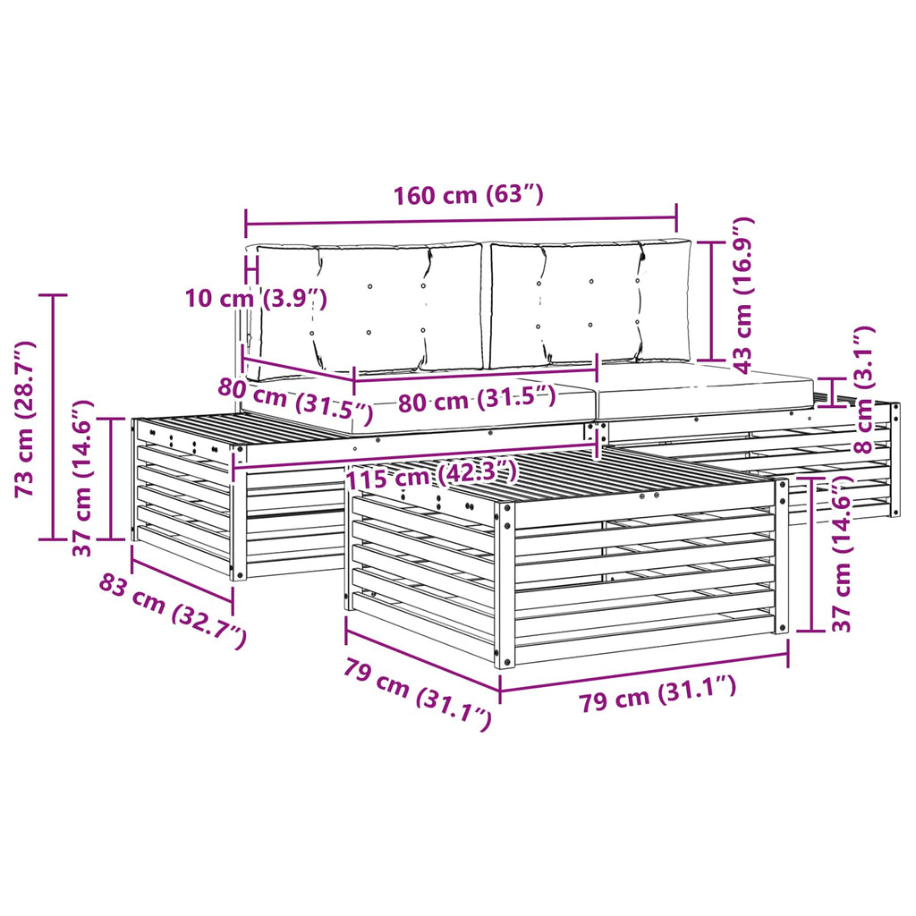 3 Stück Outdoor-Sofagarnitur Polyester Weiß