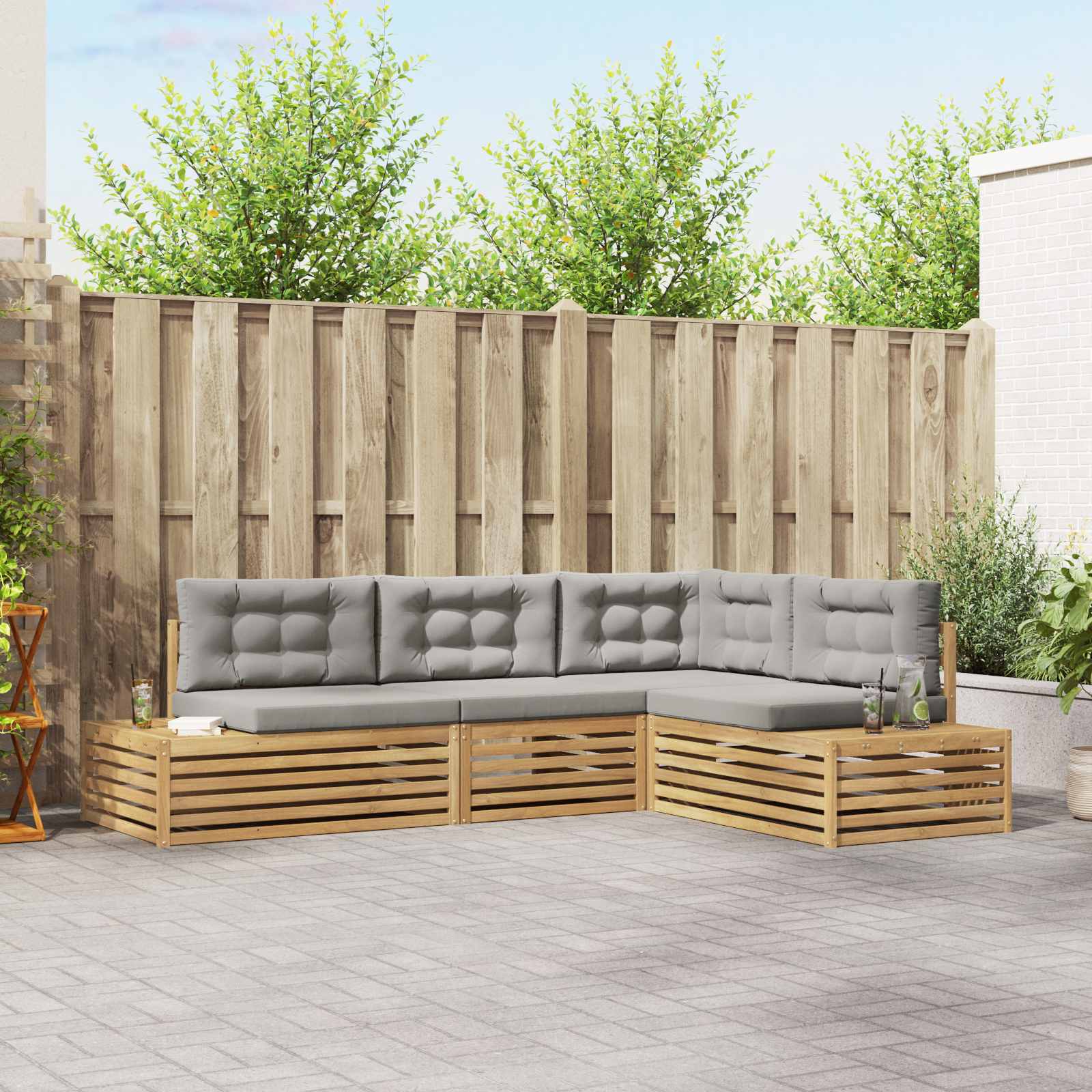 4 Stück Outdoor-Sofagarnitur Polyester Weiß