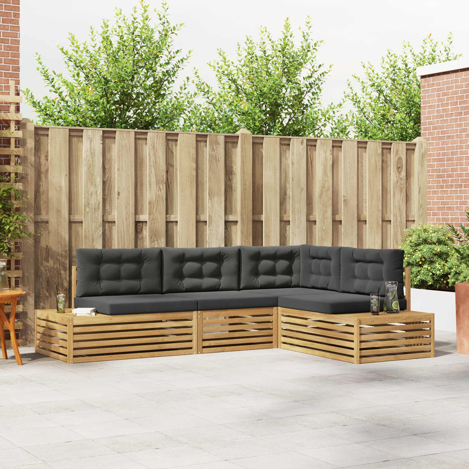 4 Stück Outdoor-Sofagarnitur Polyester Weiß