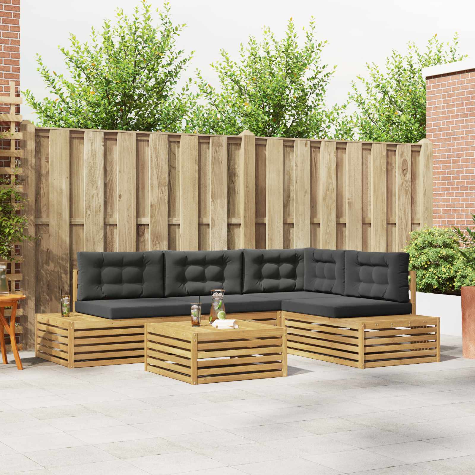 5 Stück Outdoor-Sofagarnitur Polyester Weiß