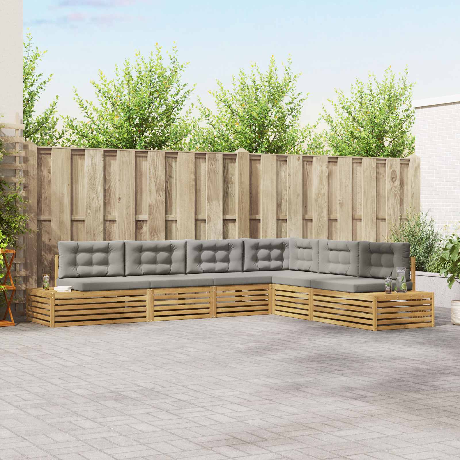 6 Stück Outdoor-Sofagarnitur Polyester Weiß