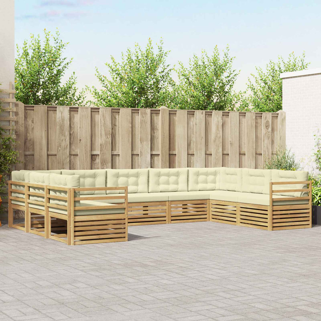 Outdoor-Sofagarnitur 9 pcs Weiß und Creme 404 x 245,5 x 73 cm