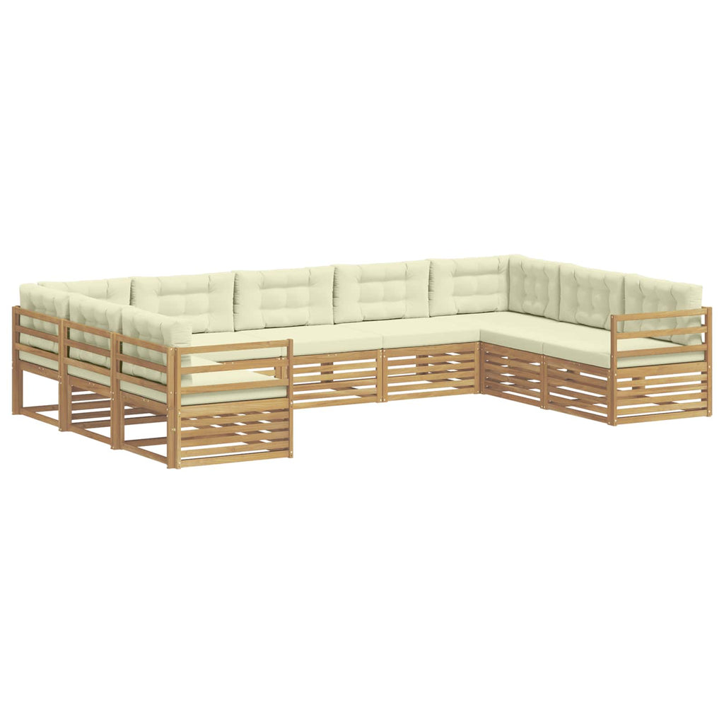 Outdoor-Sofagarnitur 9 pcs Weiß und Creme 404 x 245,5 x 73 cm