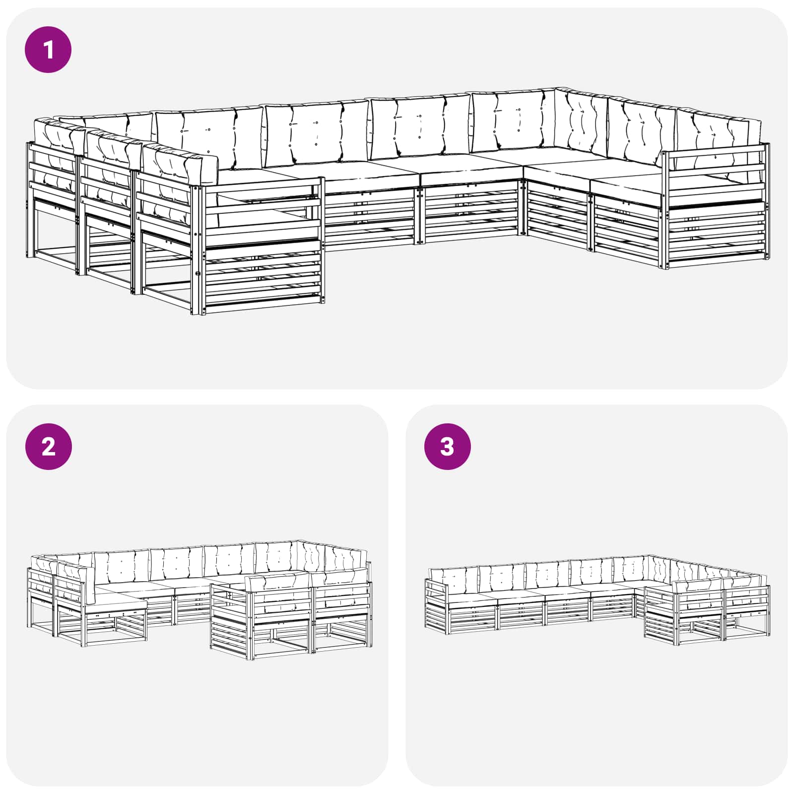 Outdoor-Sofagarnitur 9 pcs Weiß und Anthrazit