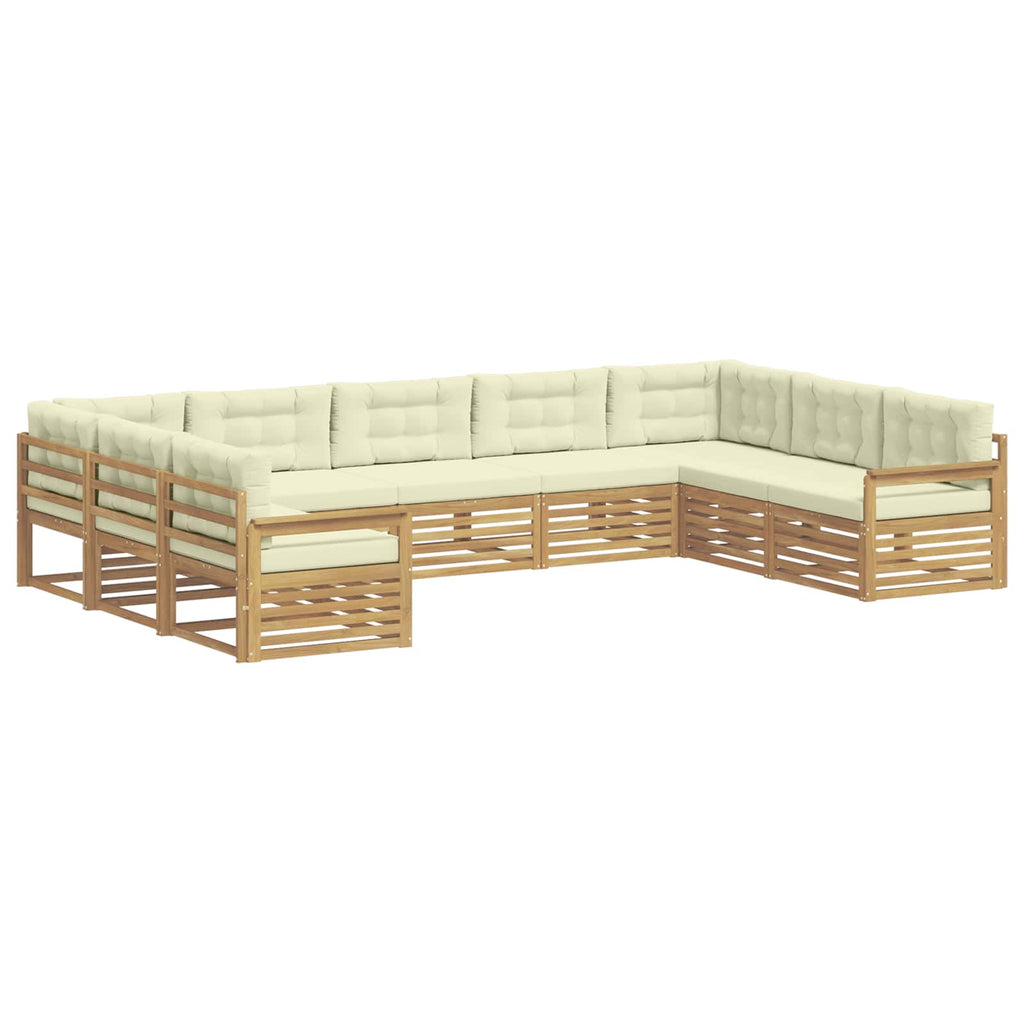 Outdoor-Sofagarnitur 9 pcs Weiß und Creme Massivholz Akazie