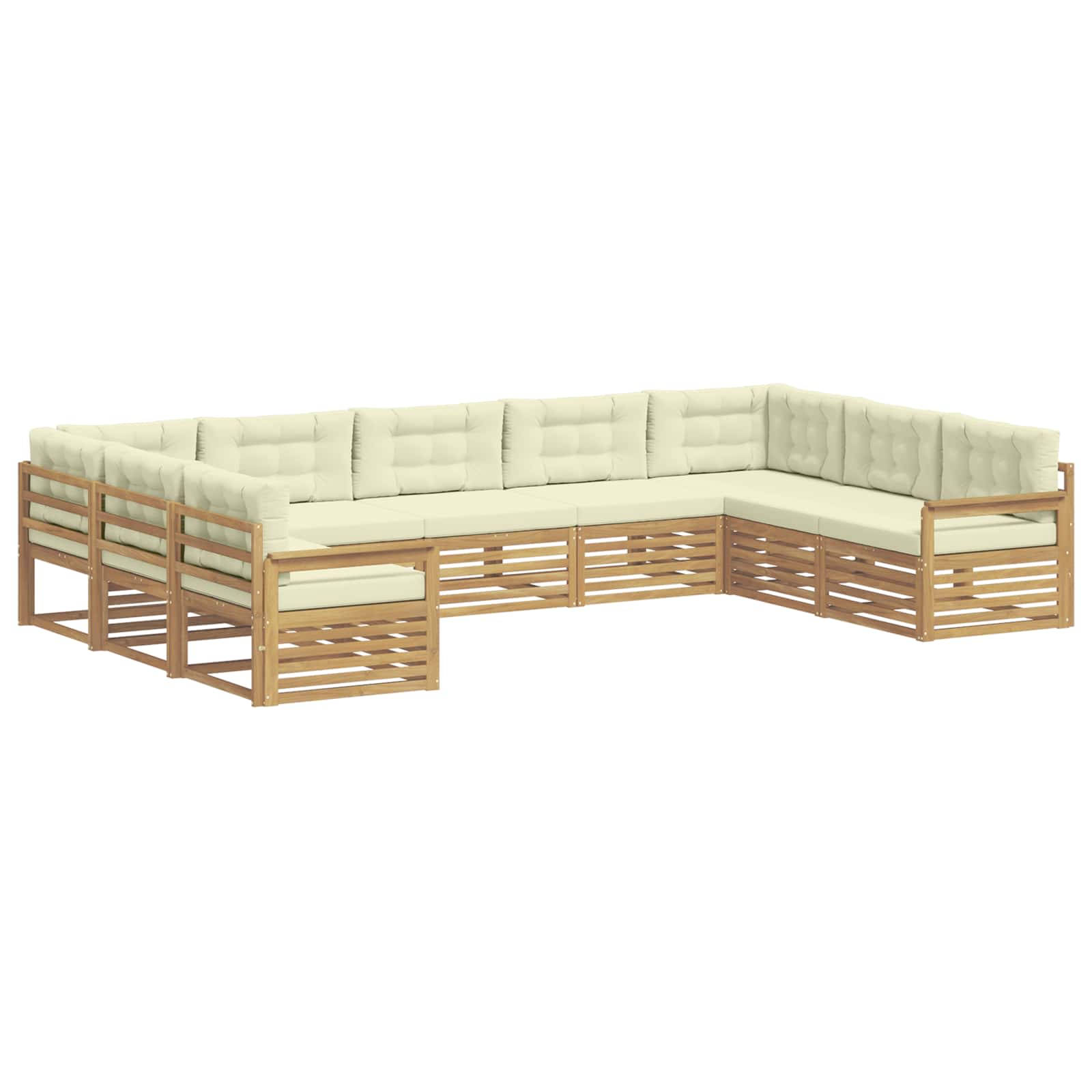 Outdoor-Sofagarnitur 9 pcs Weiß und Creme Massivholz Akazie