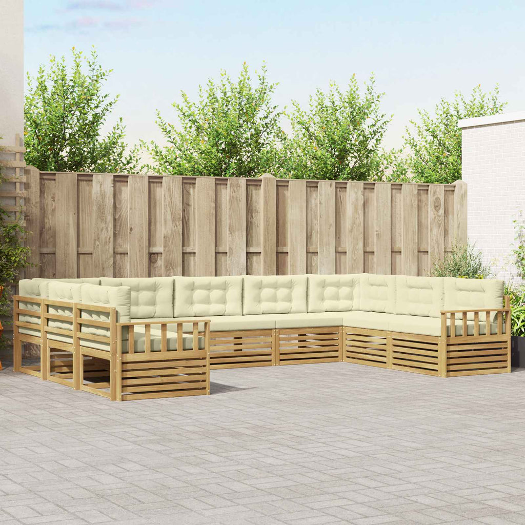 Outdoor-Sofagarnitur 9 pcs Weiß und Creme Massivholz Akazie