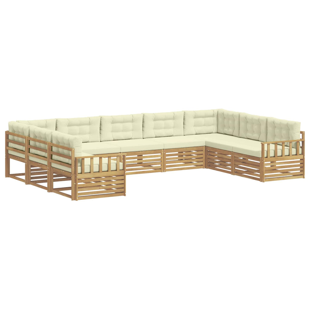 Outdoor-Sofagarnitur 9 pcs Weiß und Creme Massivholz Akazie