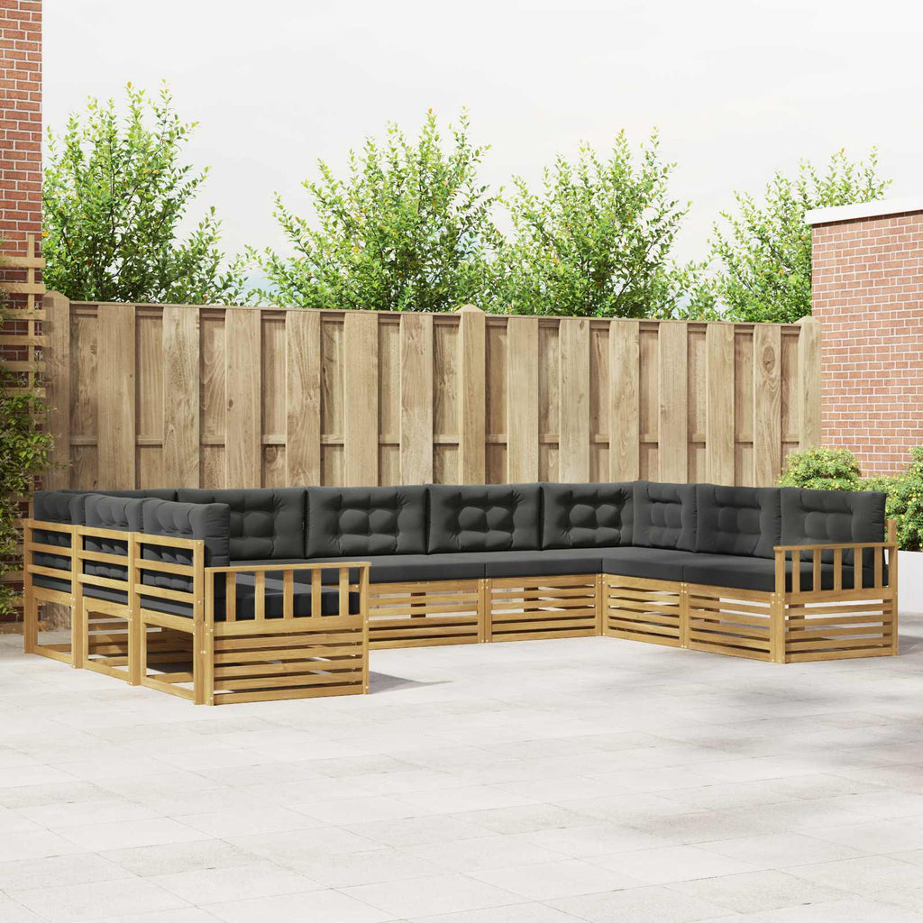 Outdoor-Sofagarnitur 9 pcs Weiß und Anthrazit Massivholz Akazie