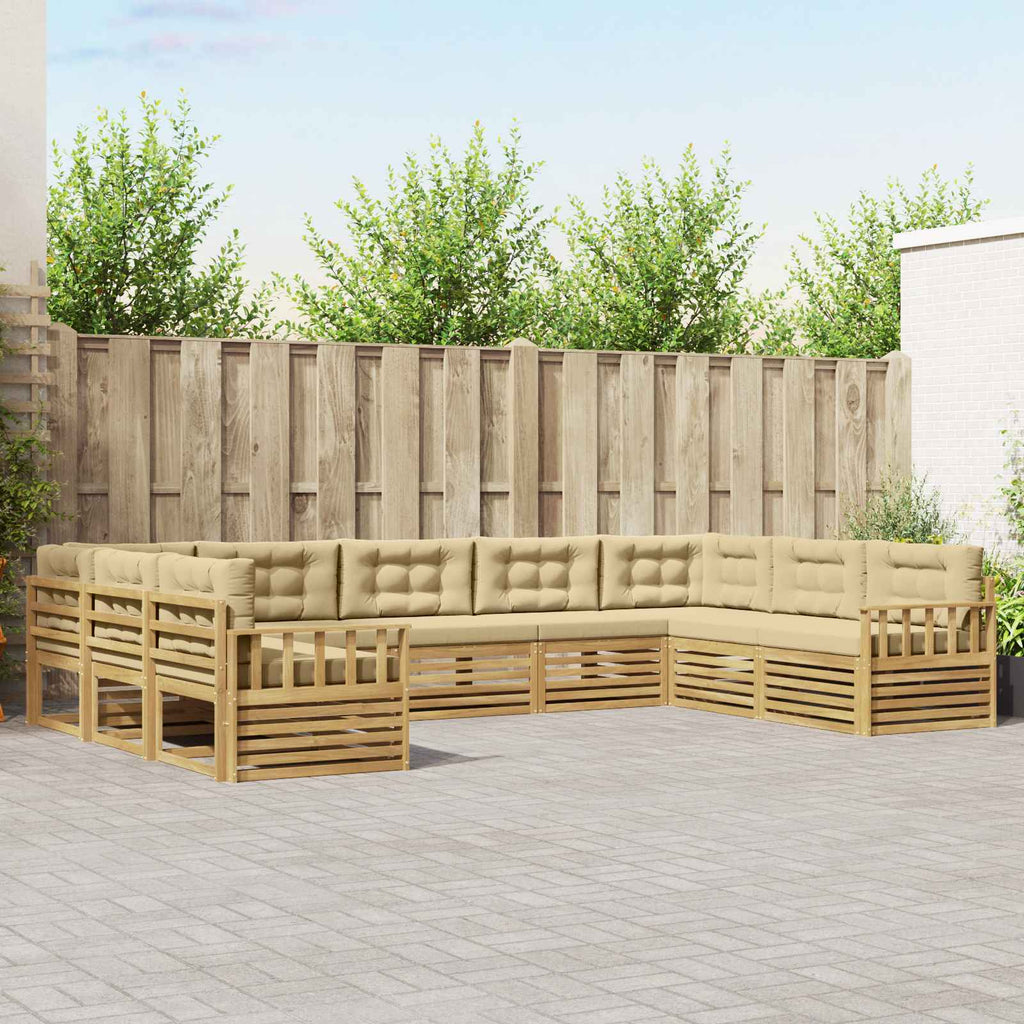 Outdoor-Sofagarnitur 9 pcs Weiß und Beige Massivholz Akazie