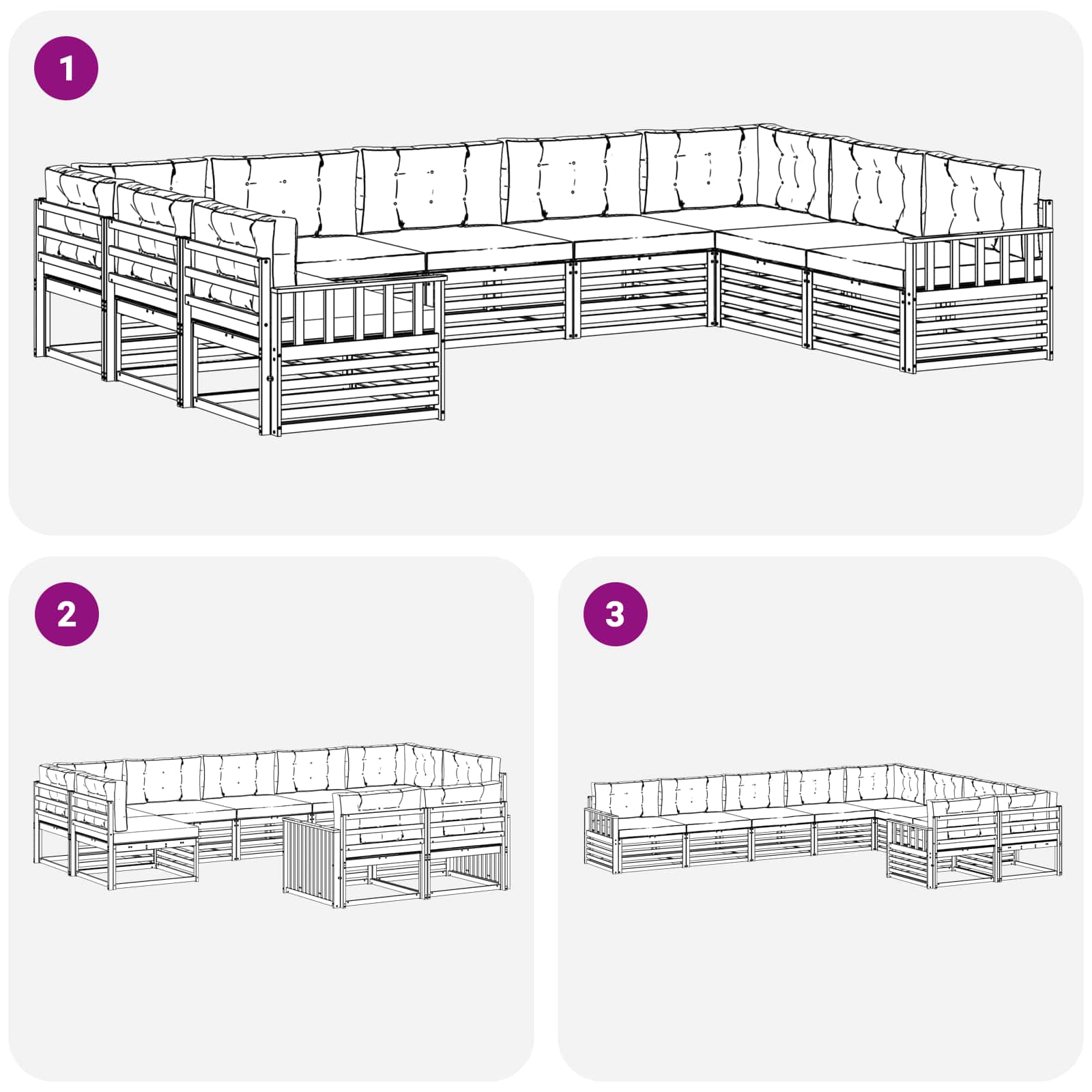 Outdoor-Sofagarnitur 9 pcs Weiß und Beige Massivholz Akazie