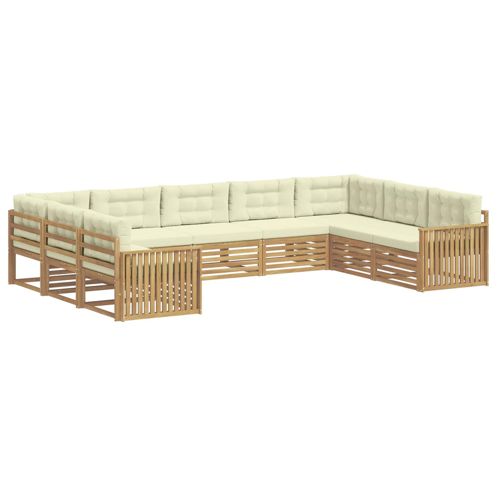 Outdoor-Sofagarnitur 9 pcs Weiß und Creme Massivholz Akazie