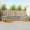 Outdoor-Sofagarnitur 9 pcs Weiß und Hellgrau Massivholz Akazie
