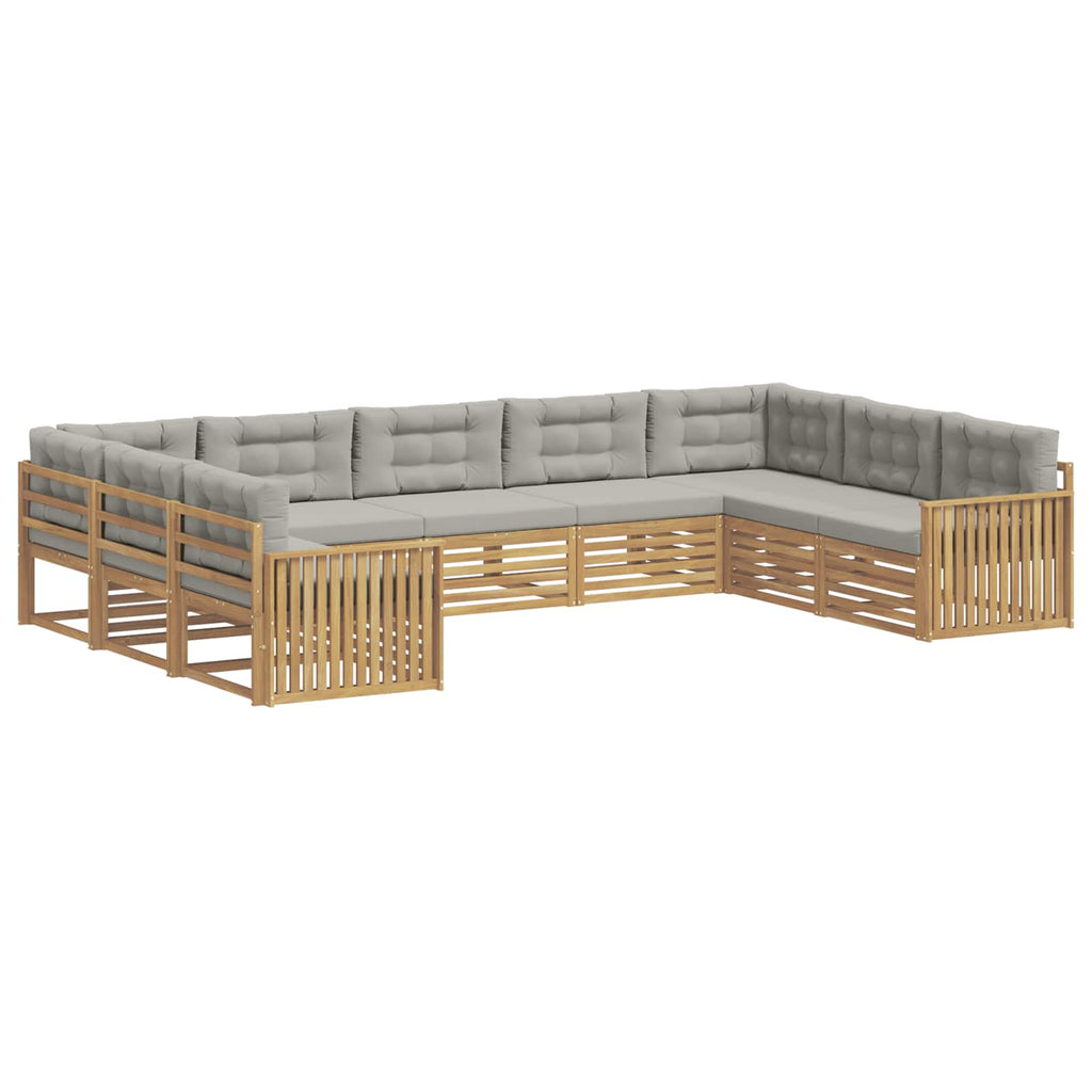Outdoor-Sofagarnitur 9 pcs Weiß und Hellgrau Massivholz Akazie