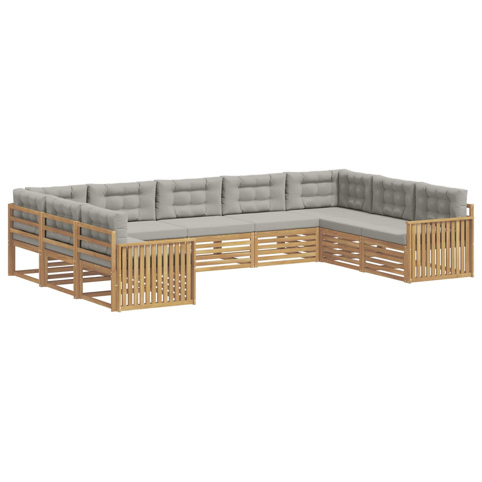 Outdoor-Sofagarnitur 9 pcs Weiß und Hellgrau Massivholz Akazie