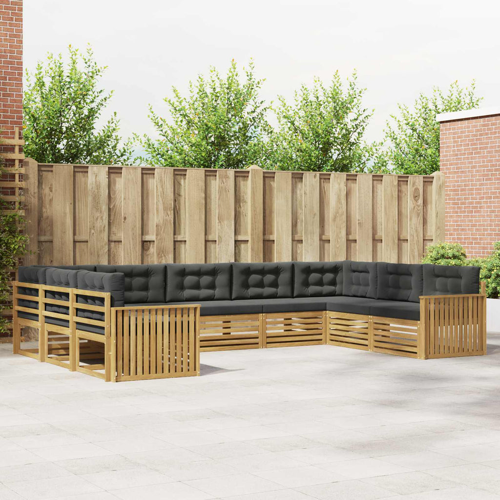Outdoor-Sofagarnitur 9 pcs Weiß und Anthrazit Massivholz Akazie