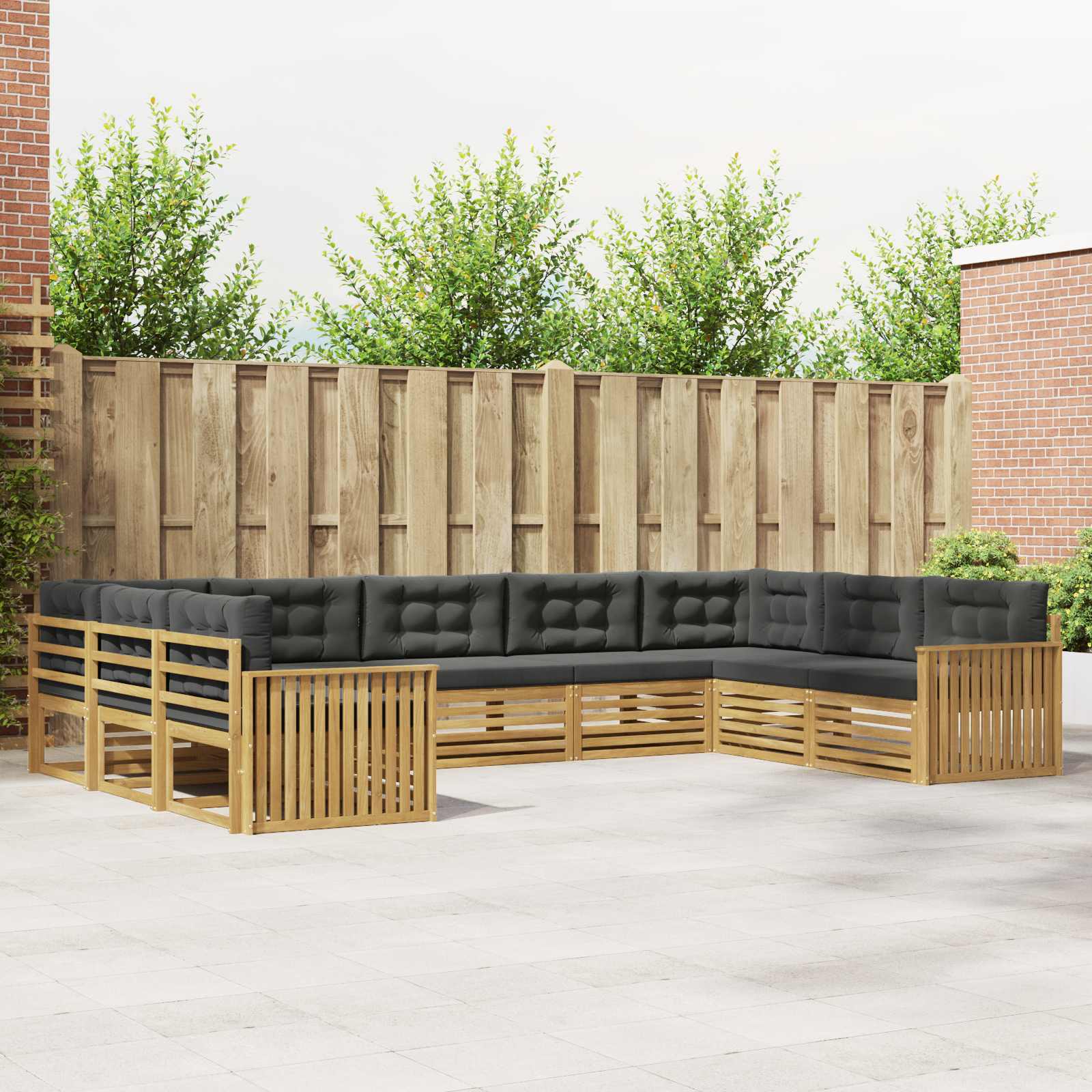 Outdoor-Sofagarnitur 9 pcs Weiß und Anthrazit Massivholz Akazie